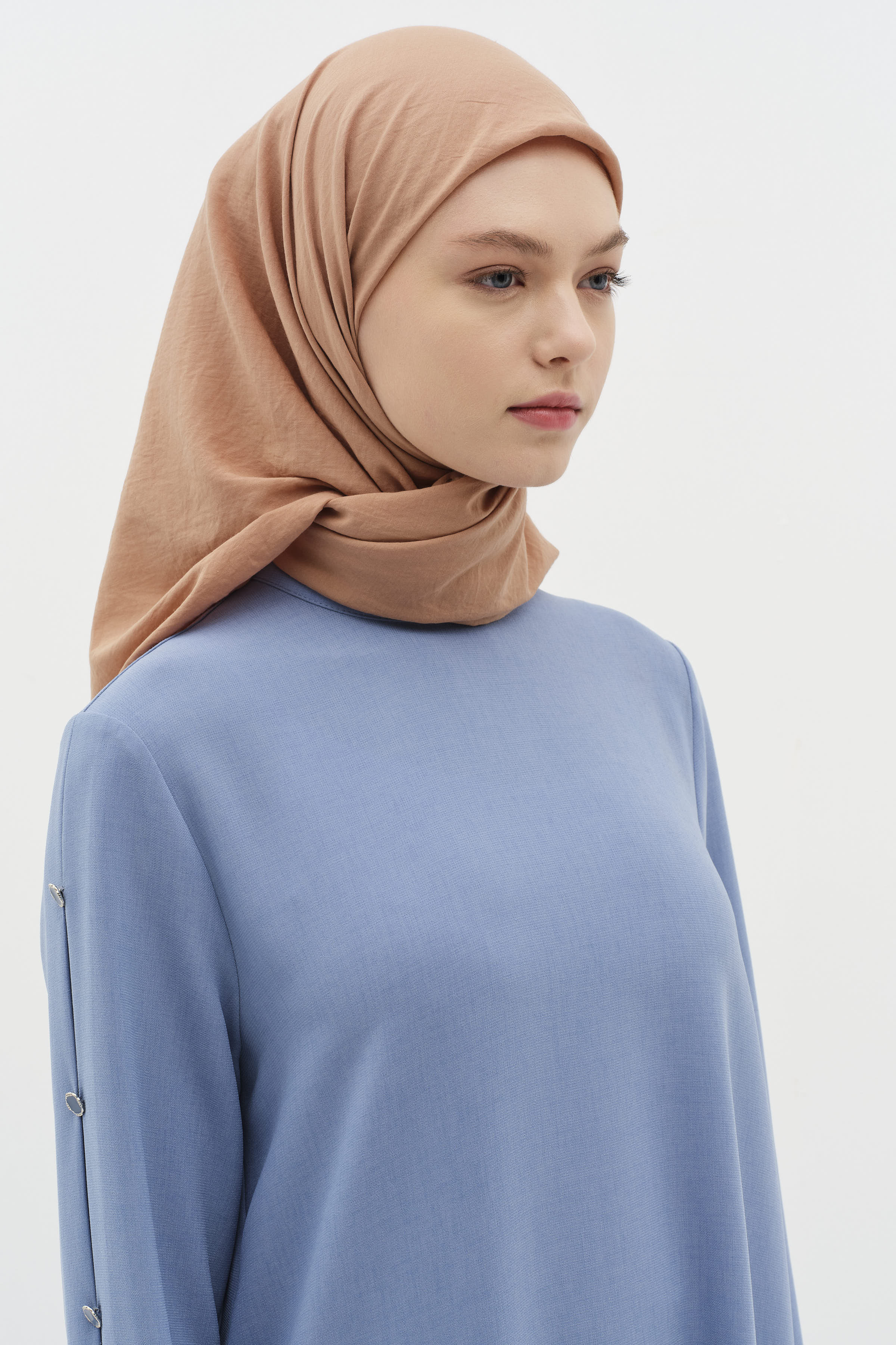 Düz Renk Eşarp - Açık Kahve TUGBA