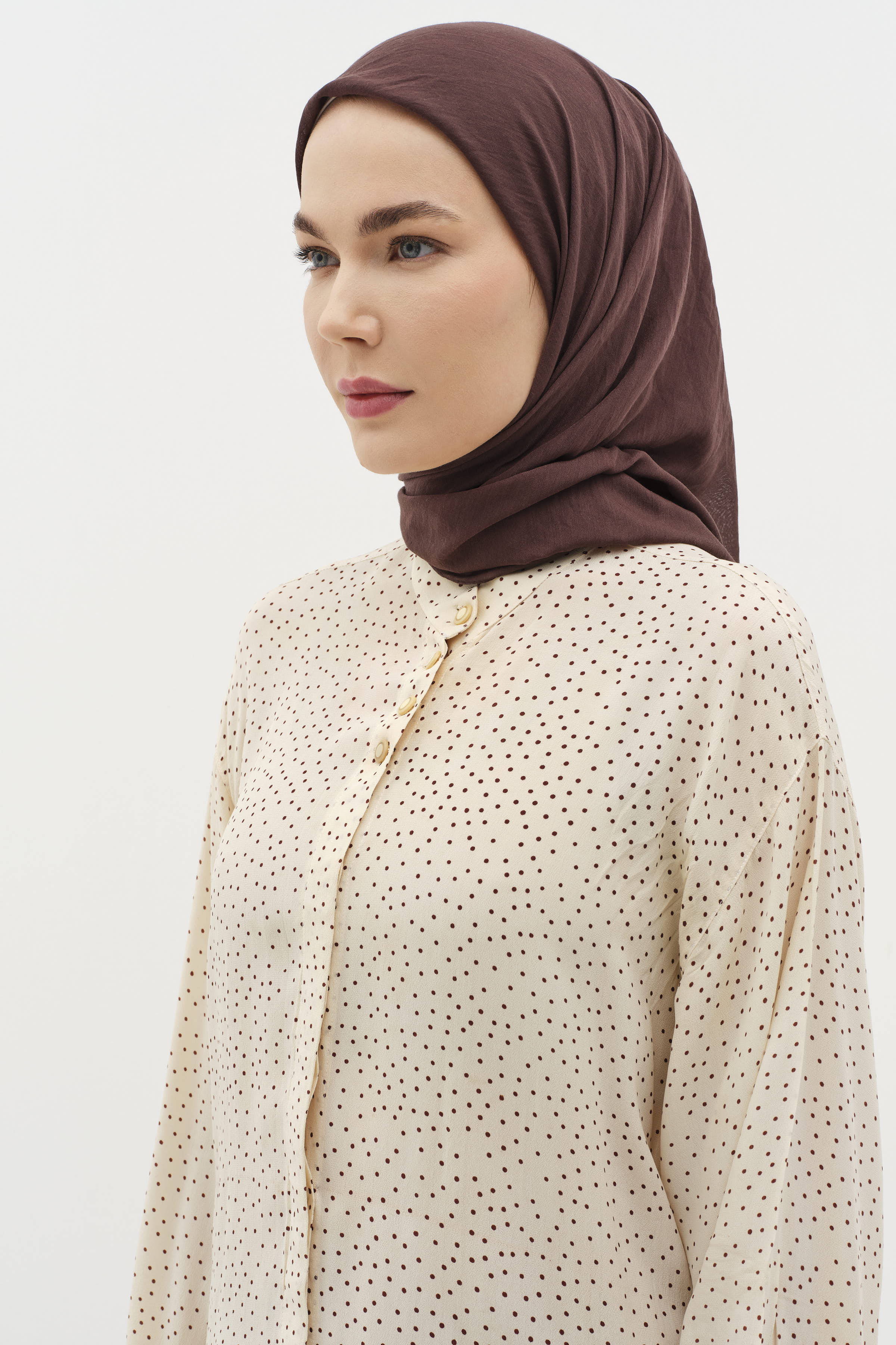 Düz Renk Eşarp - Kahve TUGBA