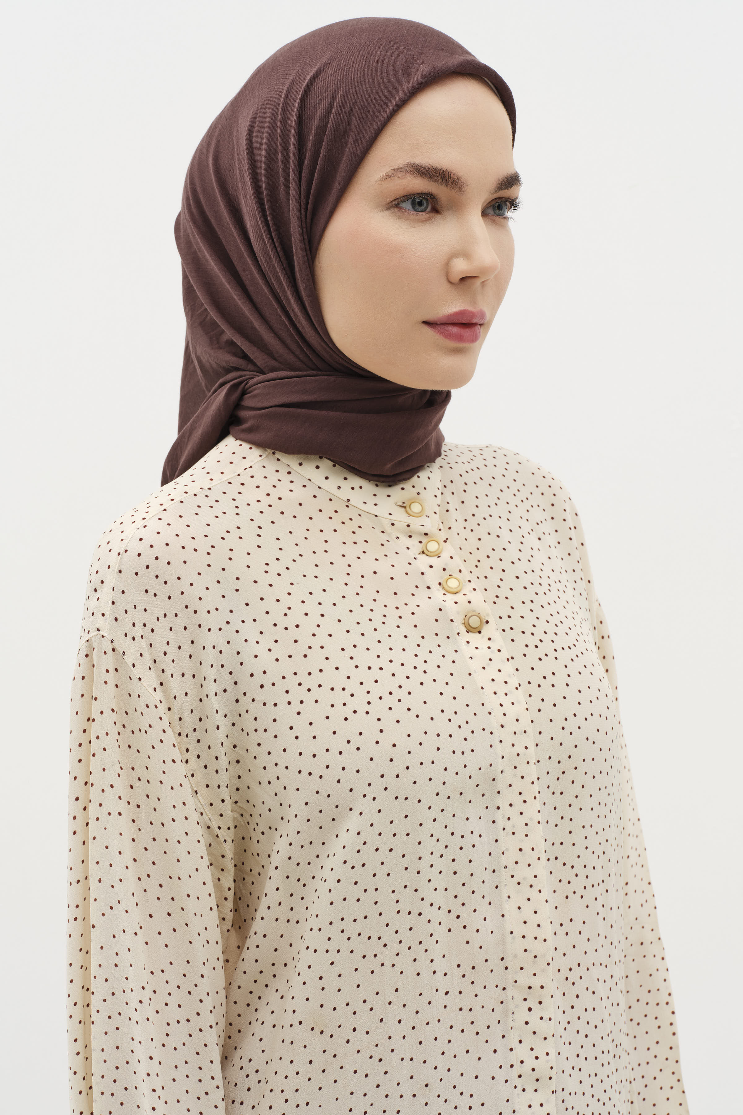 Düz Renk Eşarp - Kahve TUGBA