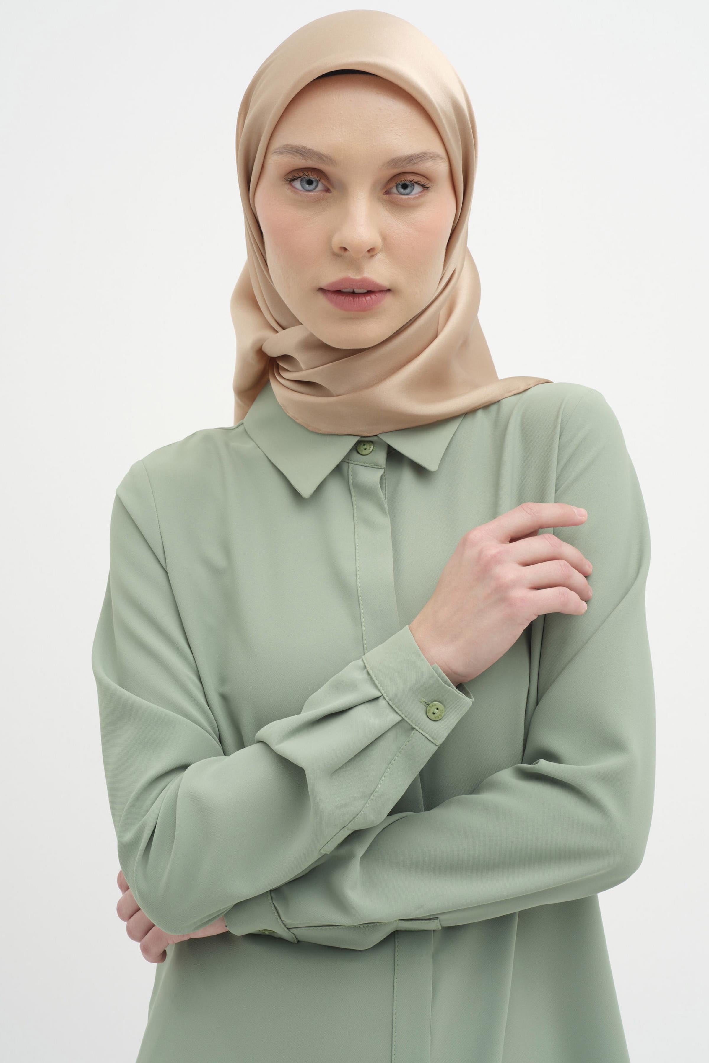 Düz Desen Sura İpek Eşarp - Bal TUGBA