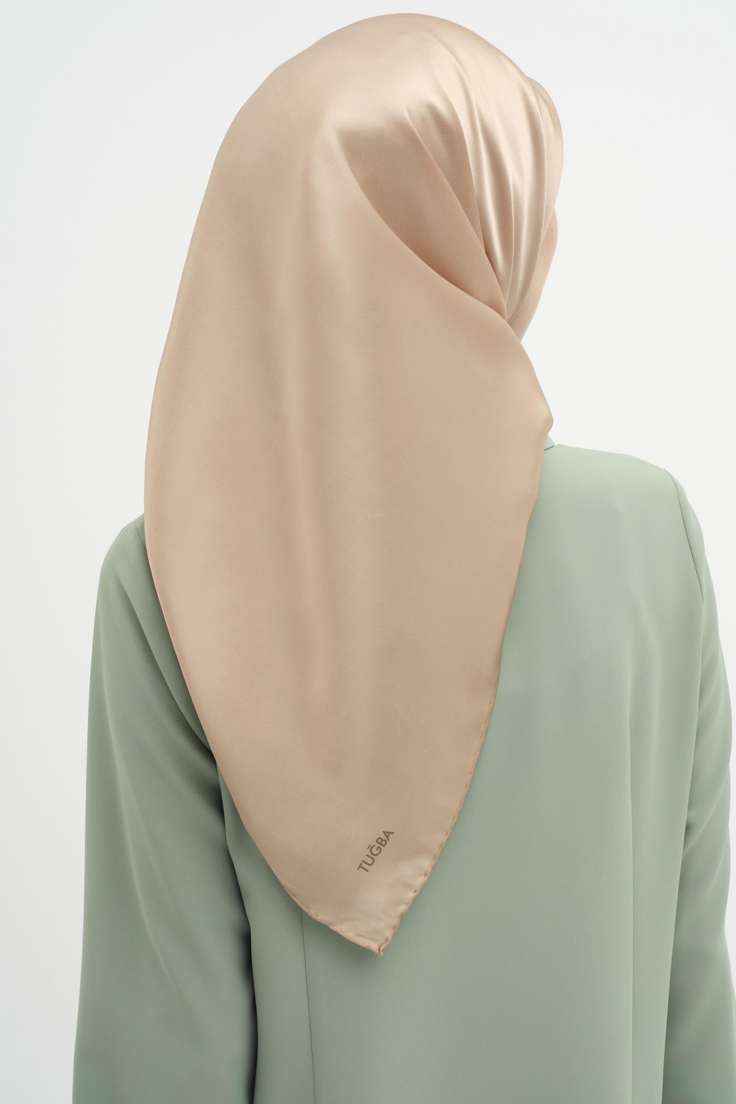 Düz Desen Sura İpek Eşarp - Bal TUGBA