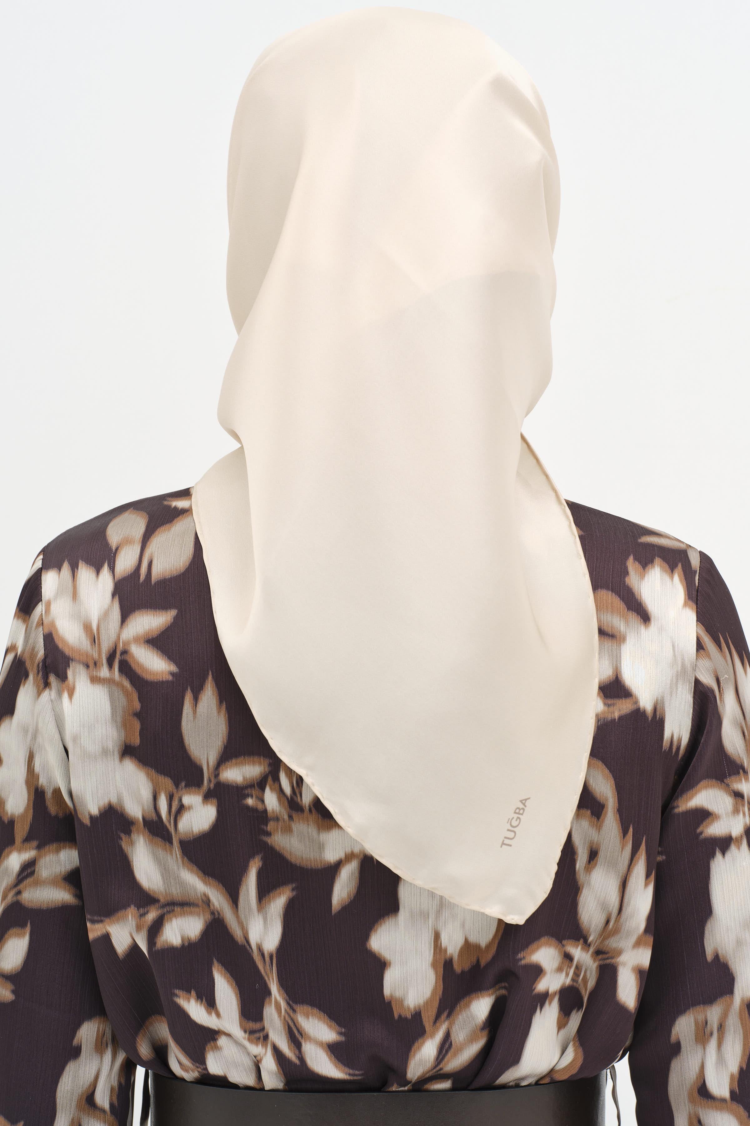 Düz Desen Sura İpek Eşarp - Bej TUGBA