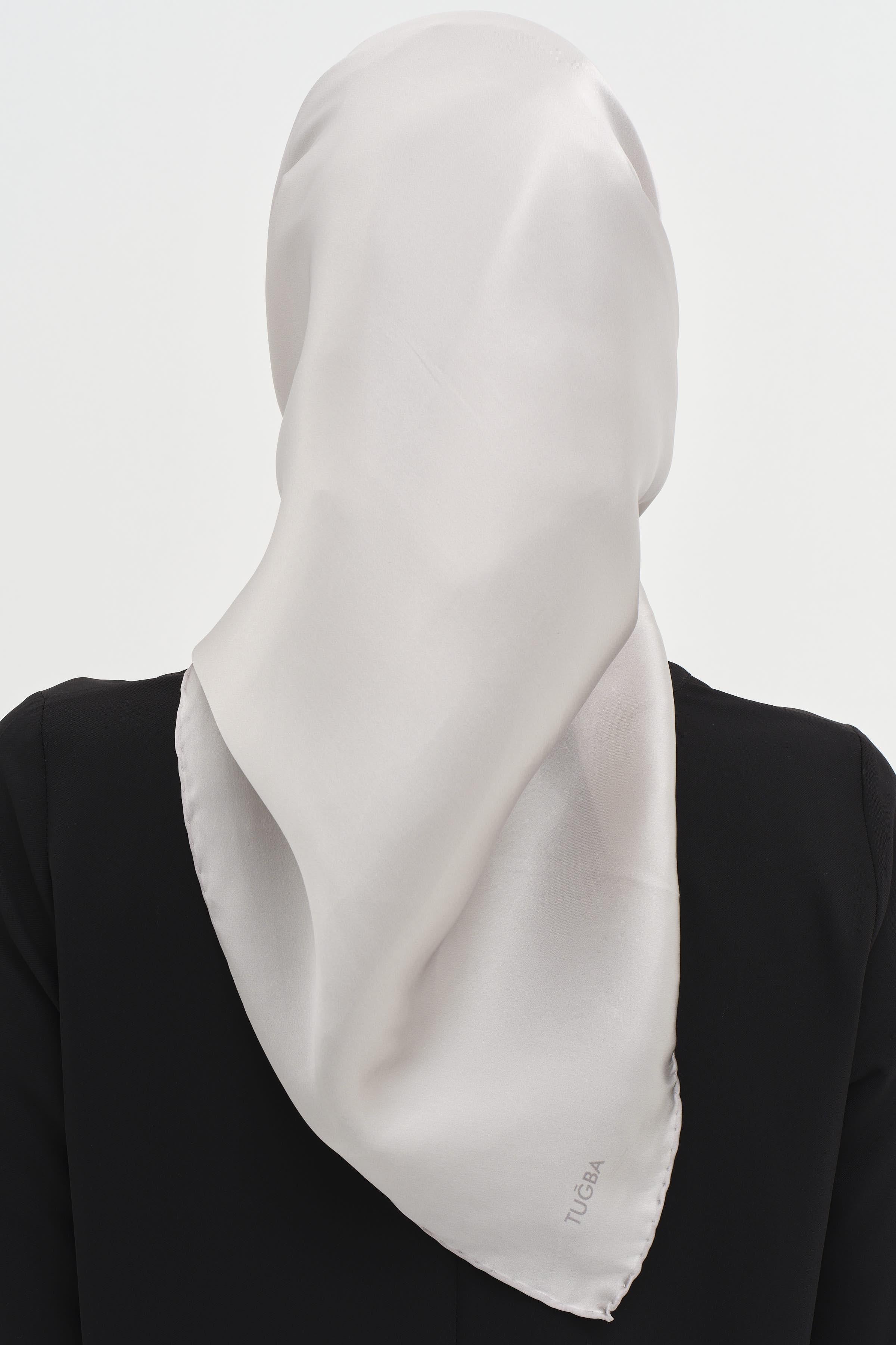 Düz Desen Sura İpek Eşarp - Gri TUGBA