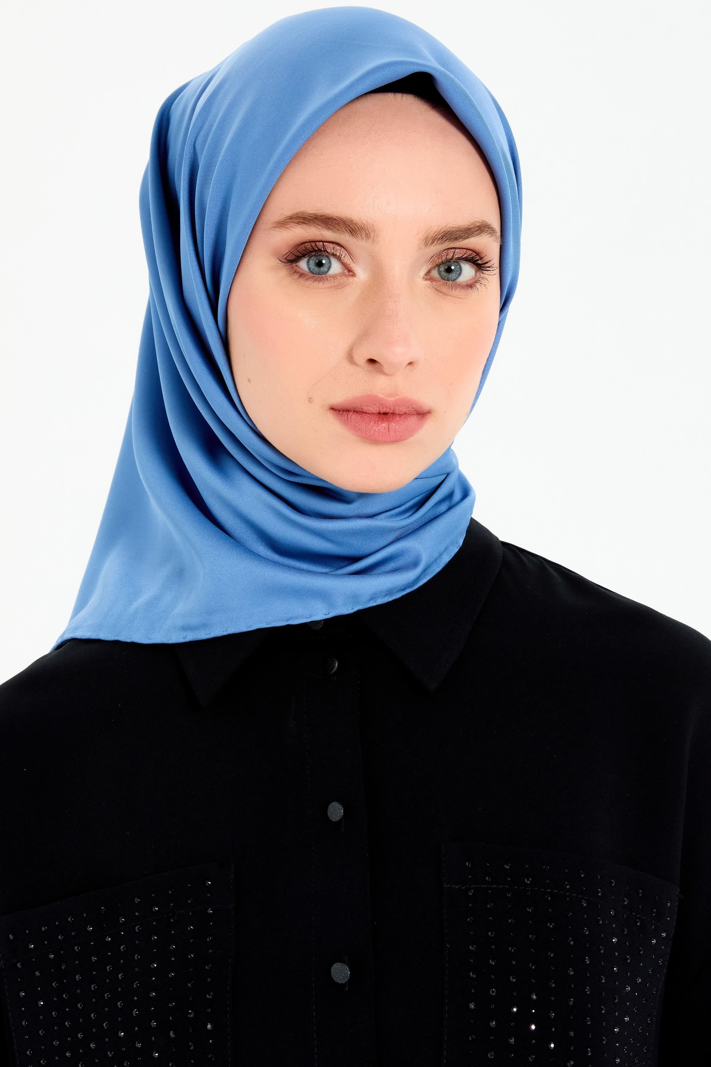 Düz Twill Eşarp - İndigo TUGBA