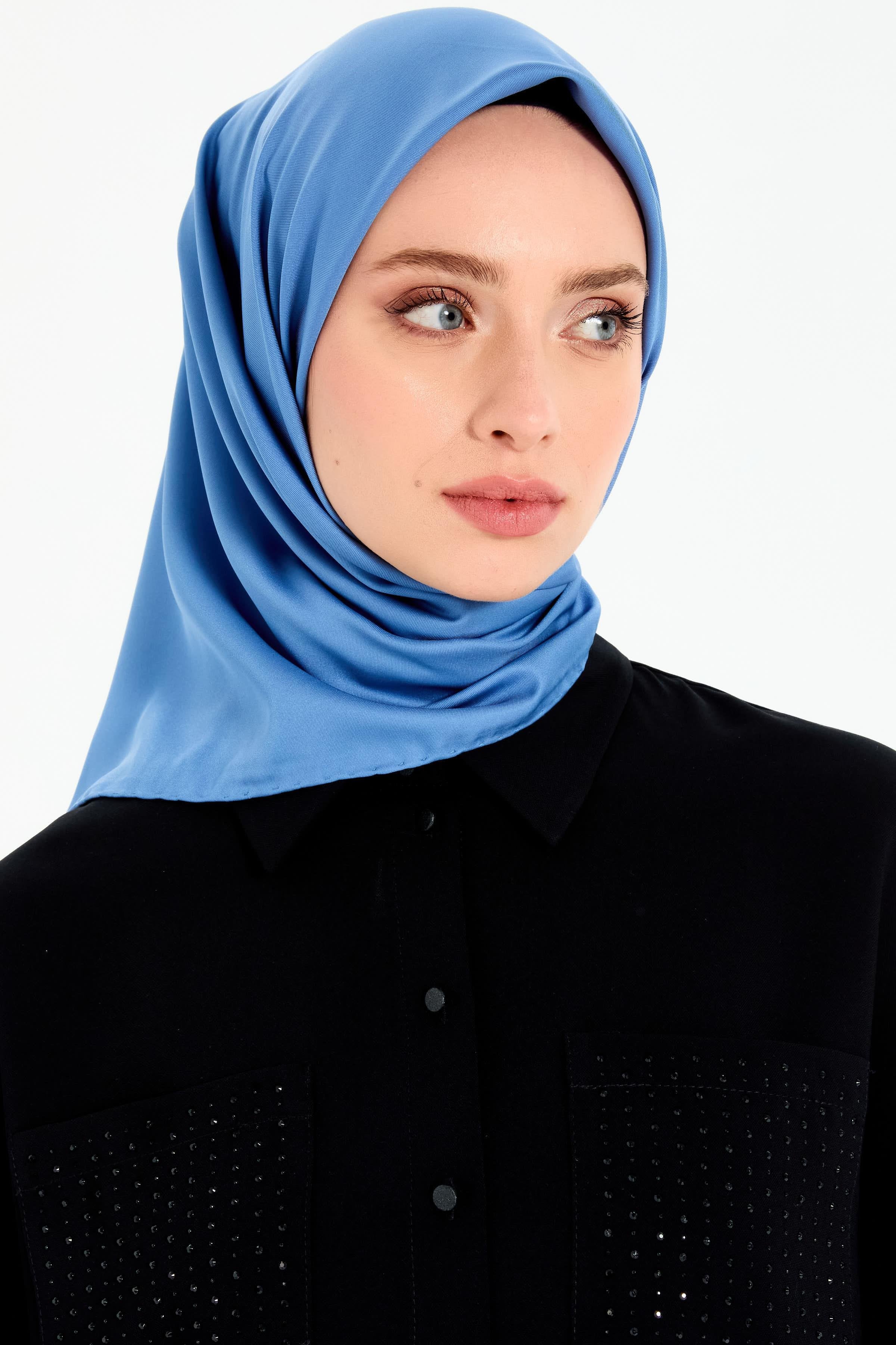 Düz Twill Eşarp - İndigo TUGBA