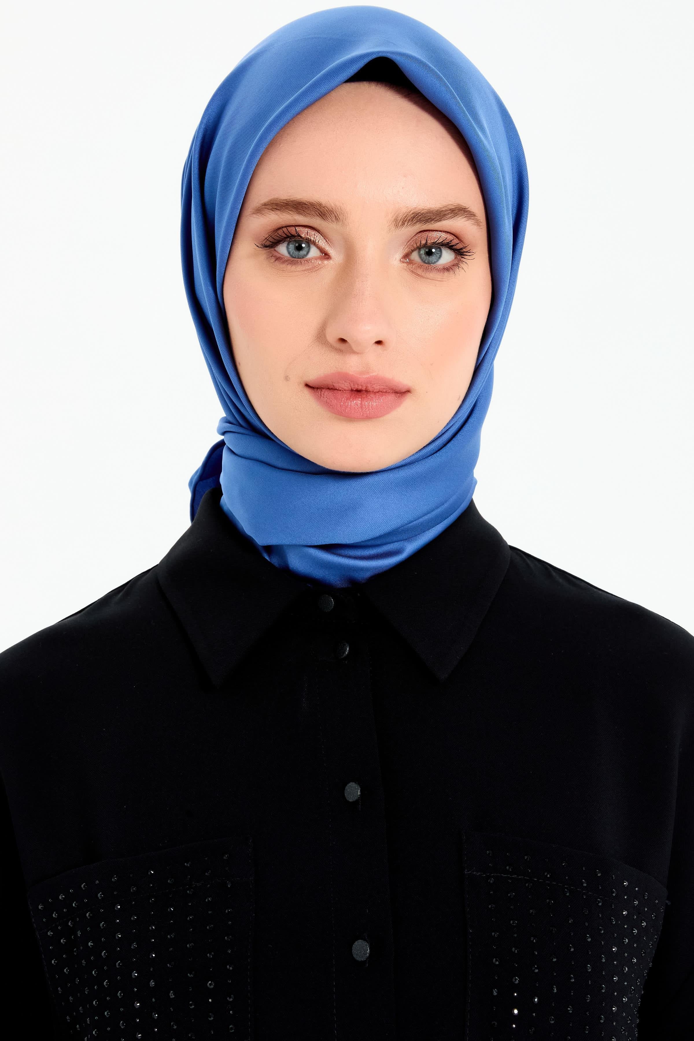 Düz Twill Eşarp - Mavi TUGBA