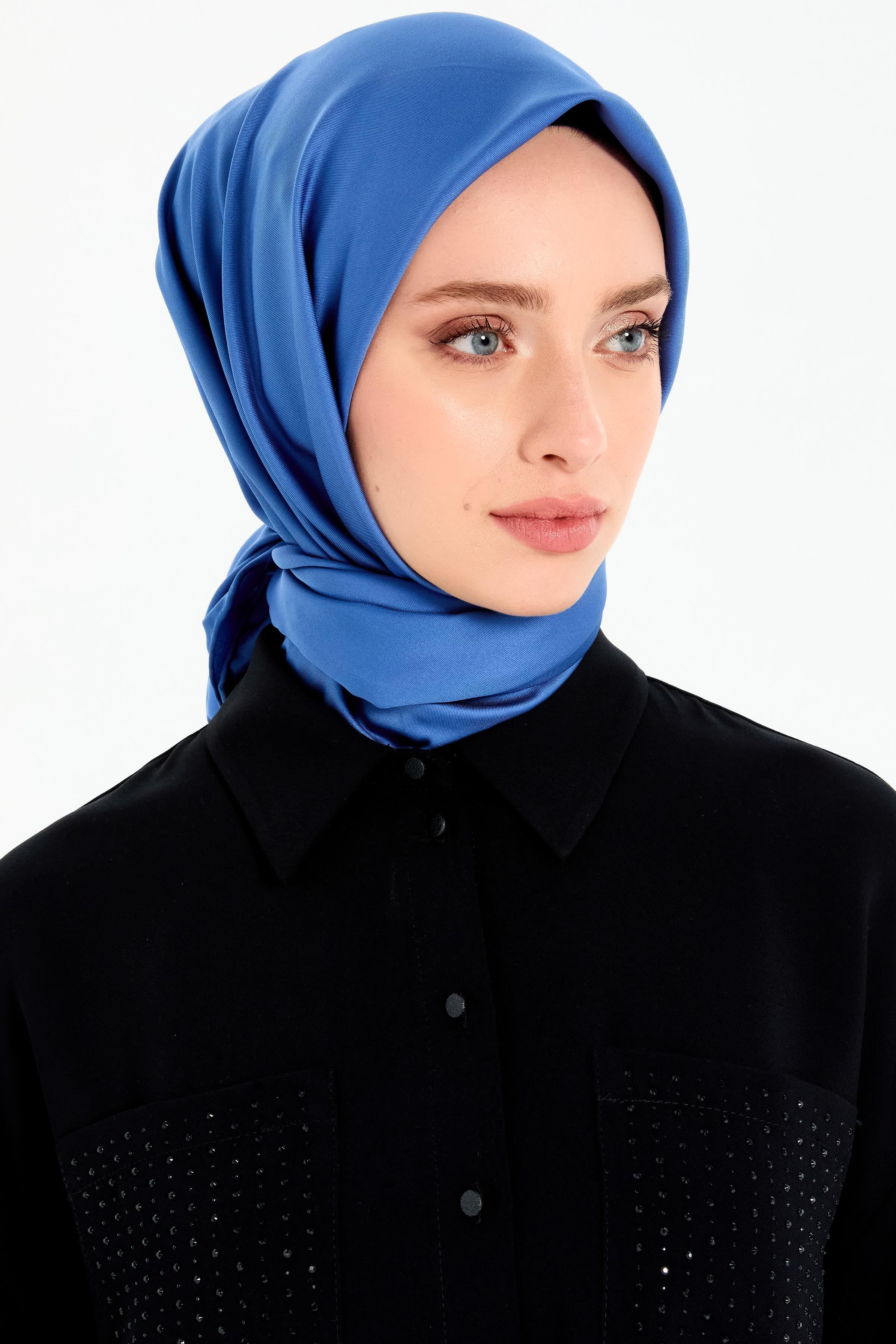 Düz Twill Eşarp - Mavi TUGBA