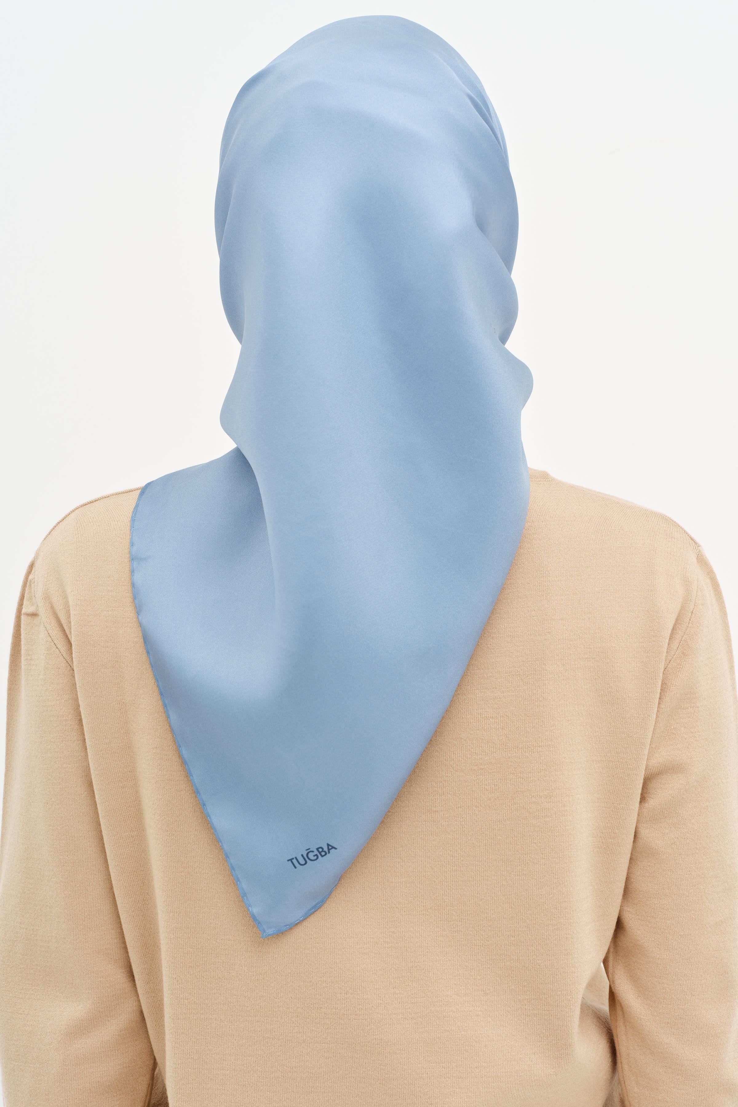 Düz Twill İpek Eşarp - Açık Mavi TUGBA