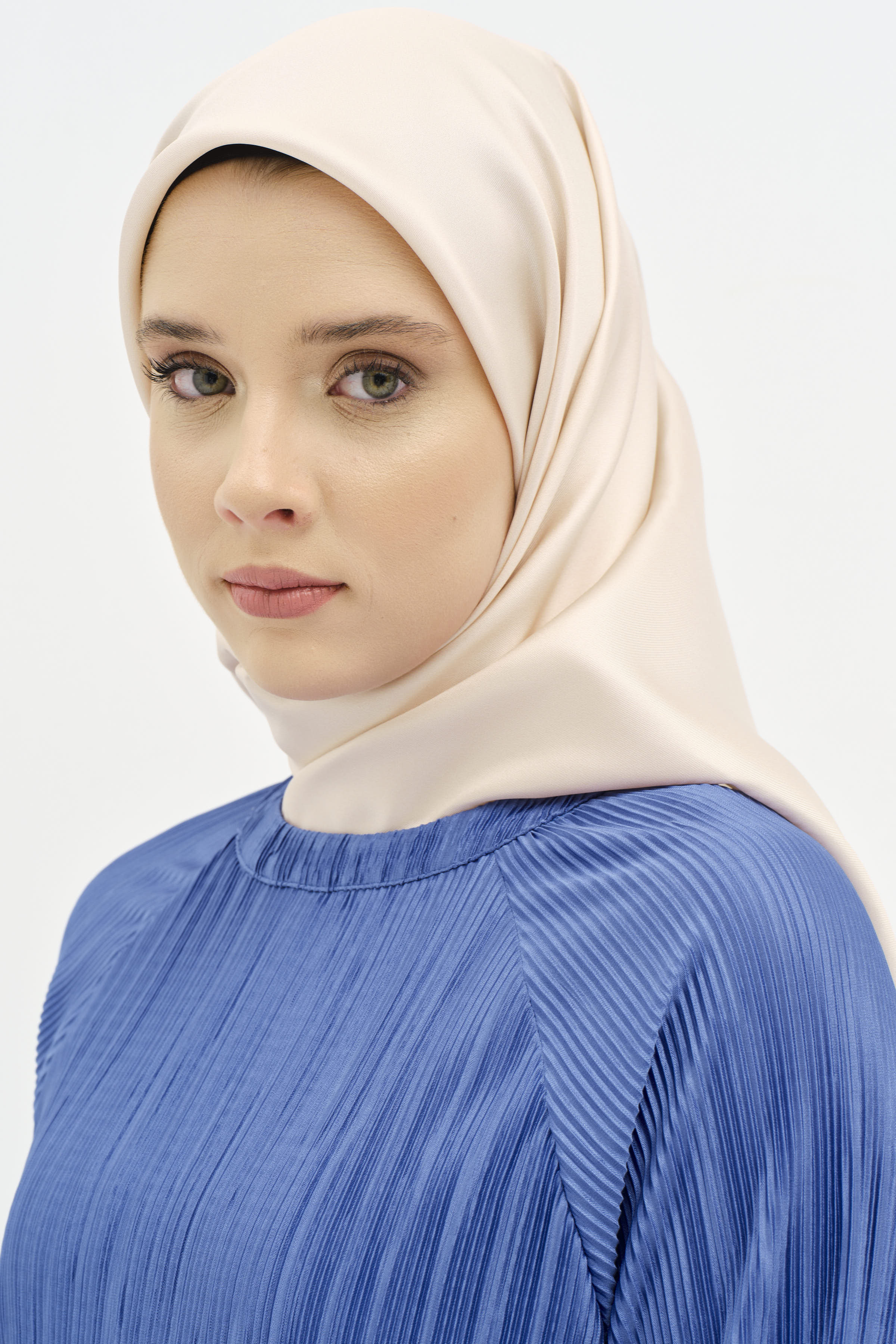 Düz Twill İpek Eşarp - Bej TUGBA