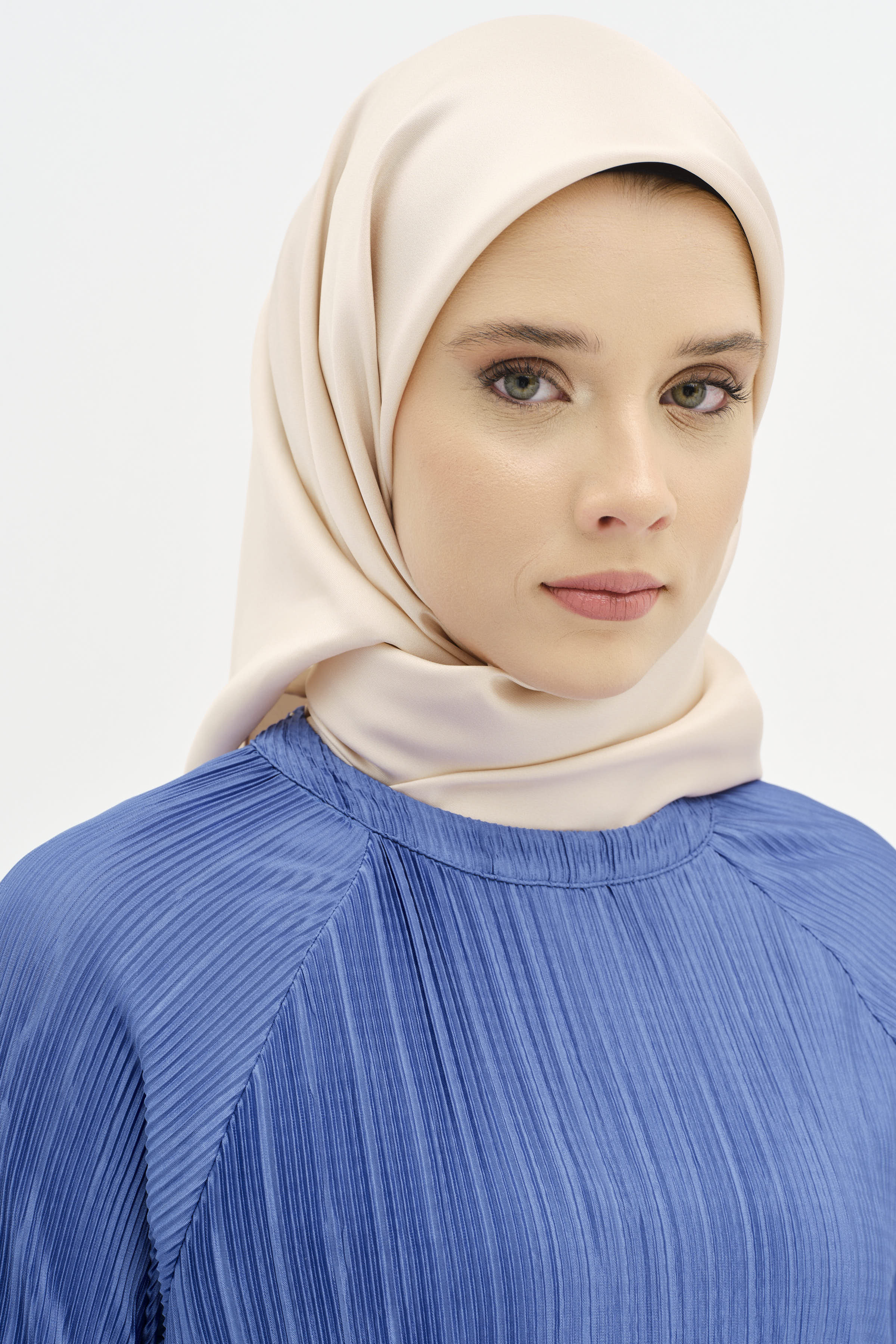 Düz Twill İpek Eşarp - Bej TUGBA