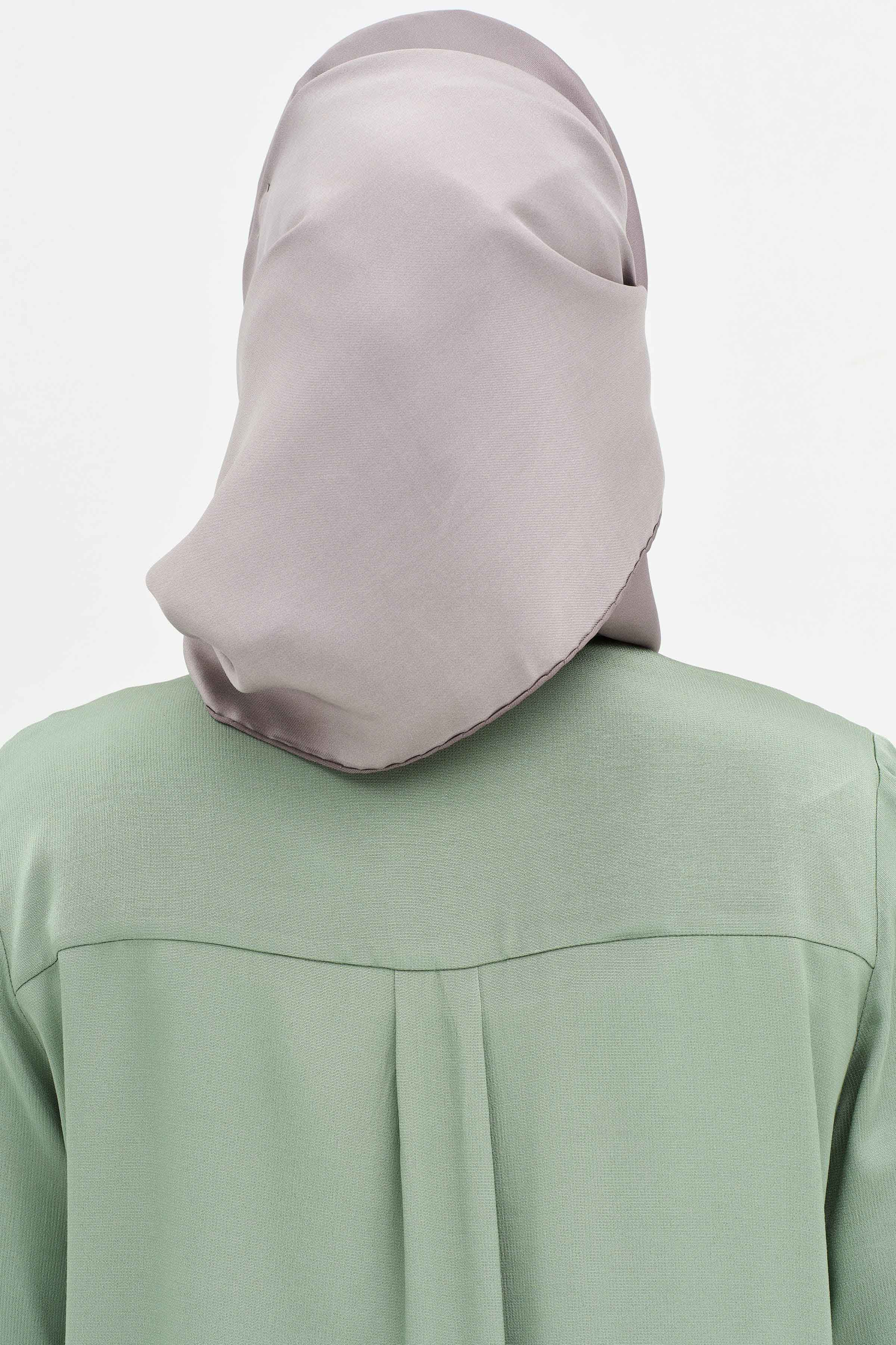 Düz Twill İpek Eşarp - Koyu Gri TUGBA