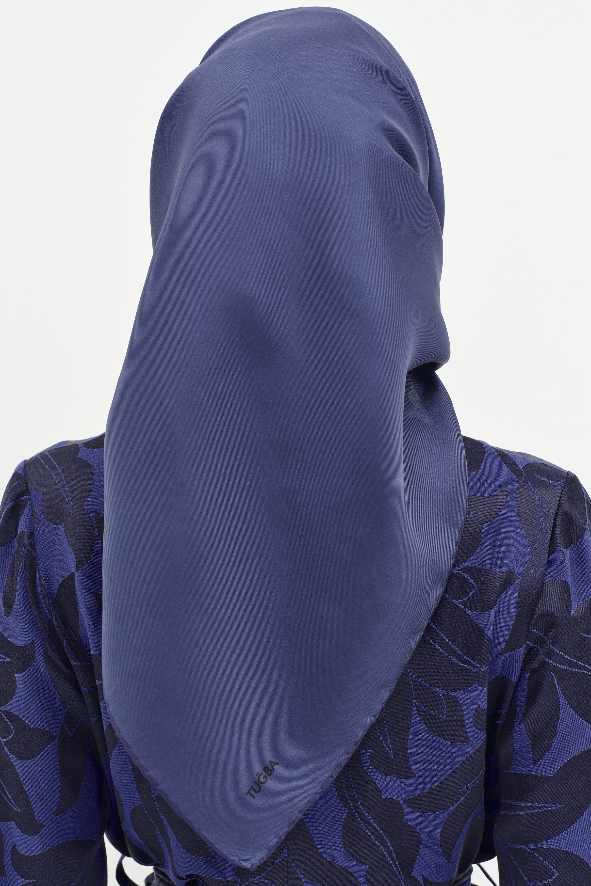 Düz Twill İpek Eşarp - Lacivert TUGBA