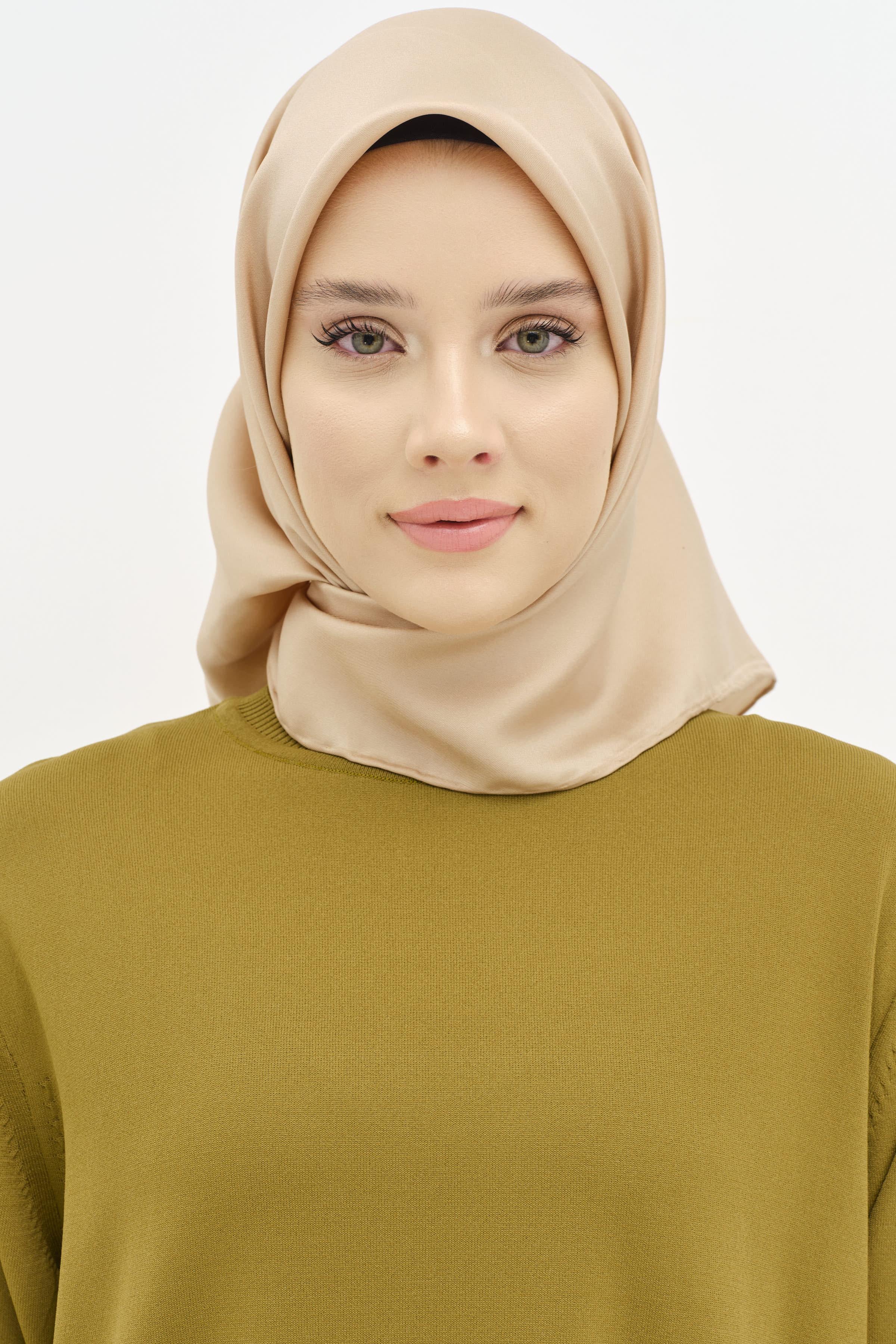 Düz Twill İpek Eşarp - Vizon TUGBA