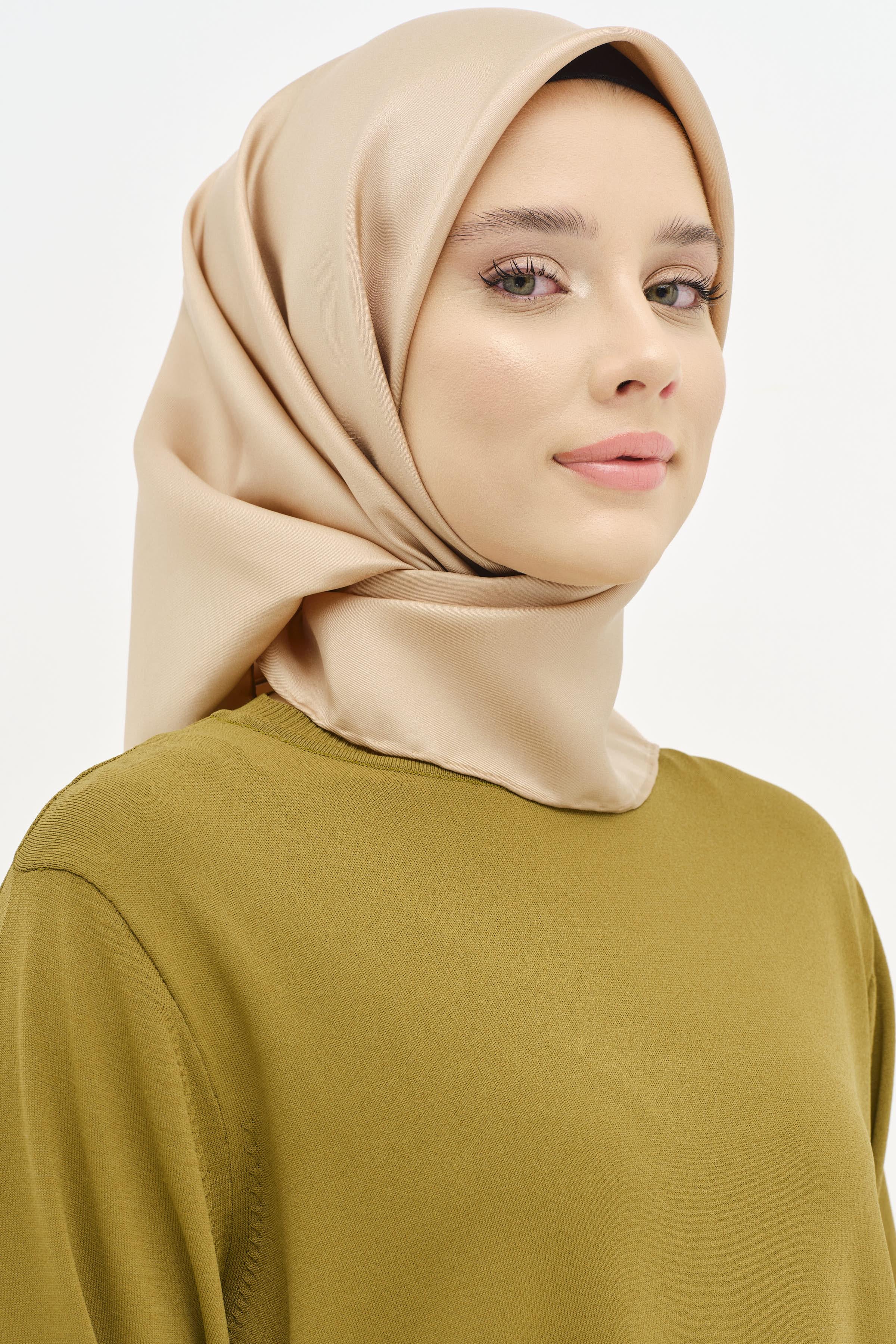 Düz Twill İpek Eşarp - Vizon TUGBA