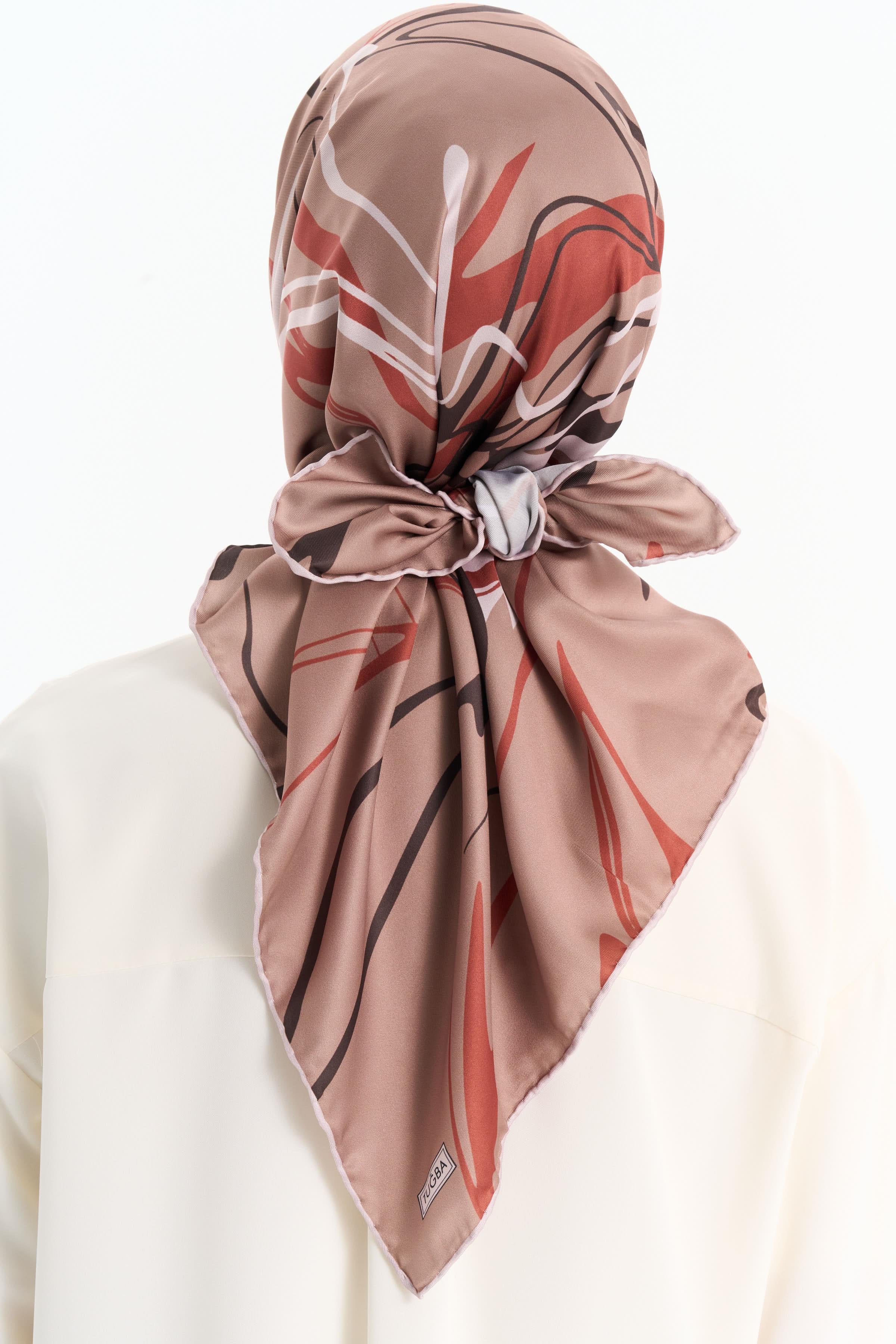 Ebru Desenli Stil Eşarp - Açık Kahve TUGBA