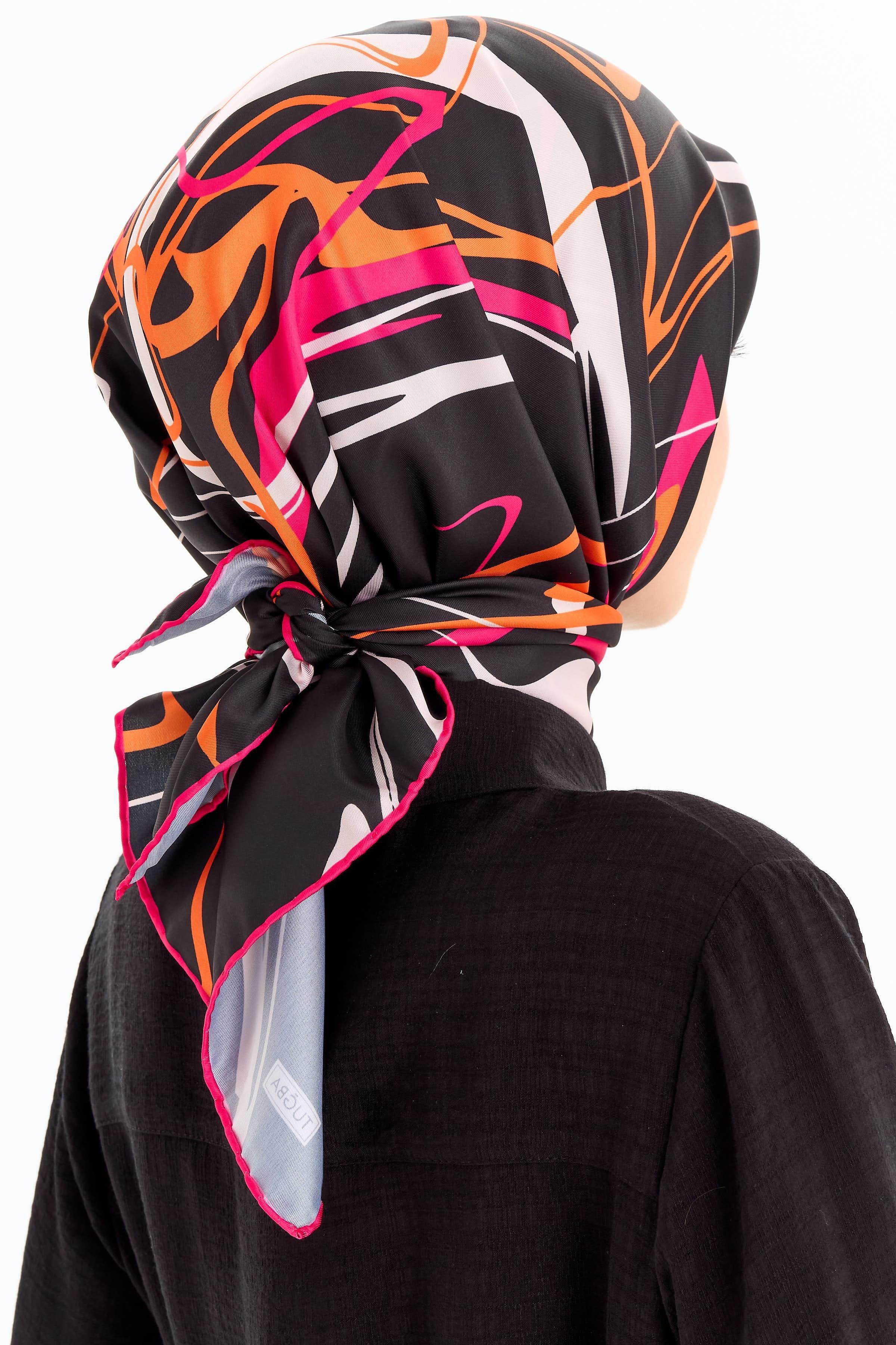 Ebru Desenli Stil Eşarp - Fuşya TUGBA