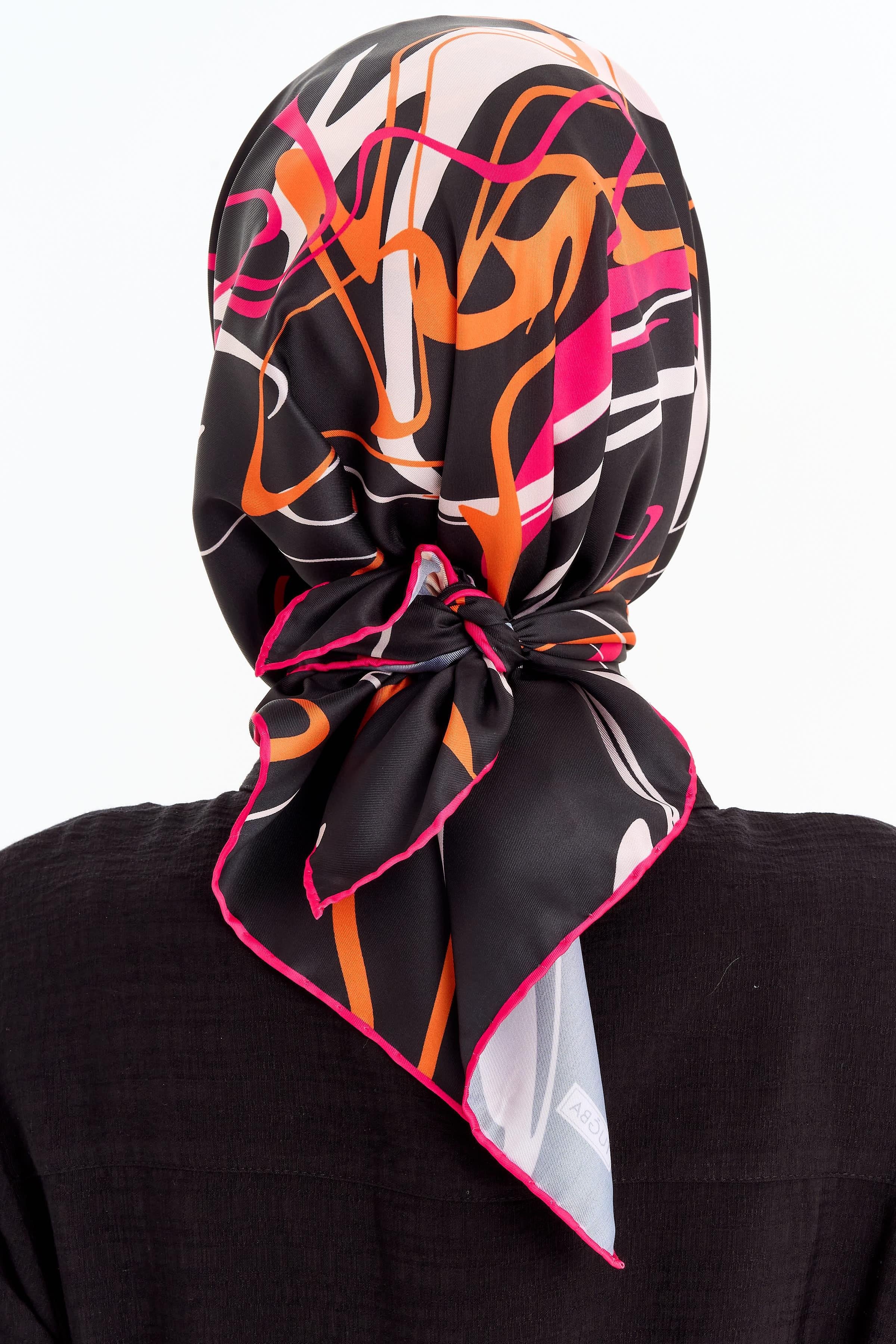 Ebru Desenli Stil Eşarp - Fuşya TUGBA