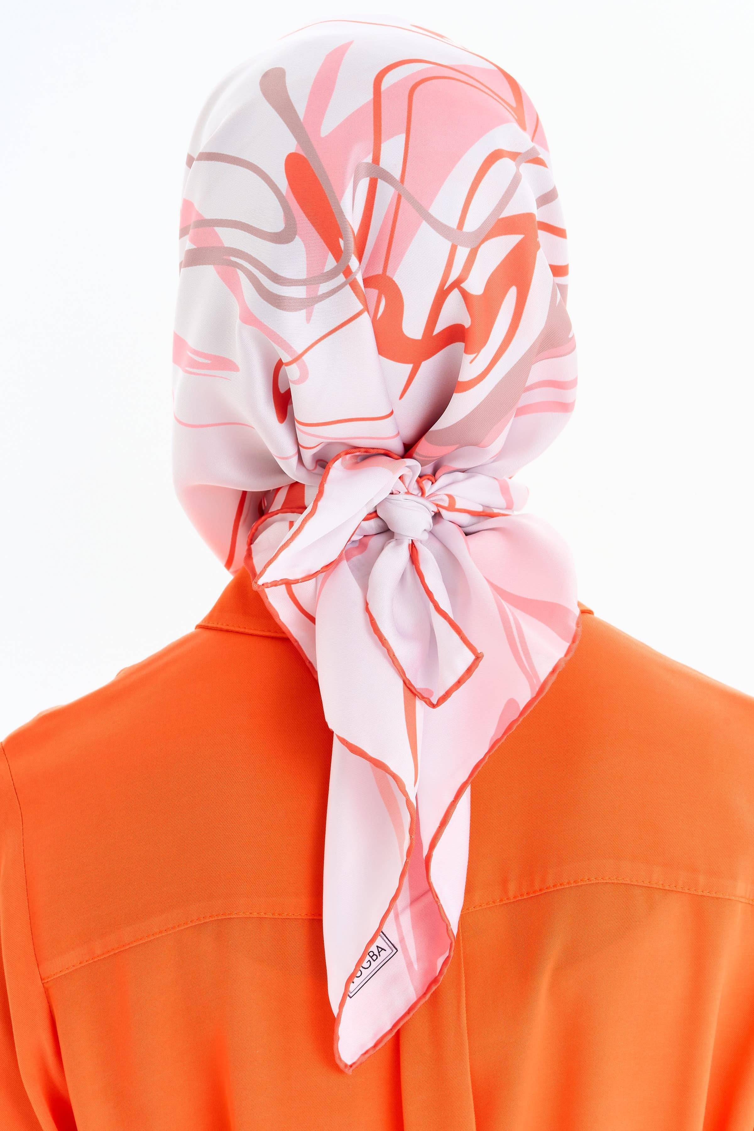 Ebru Desenli Stil Eşarp - Oranj TUGBA