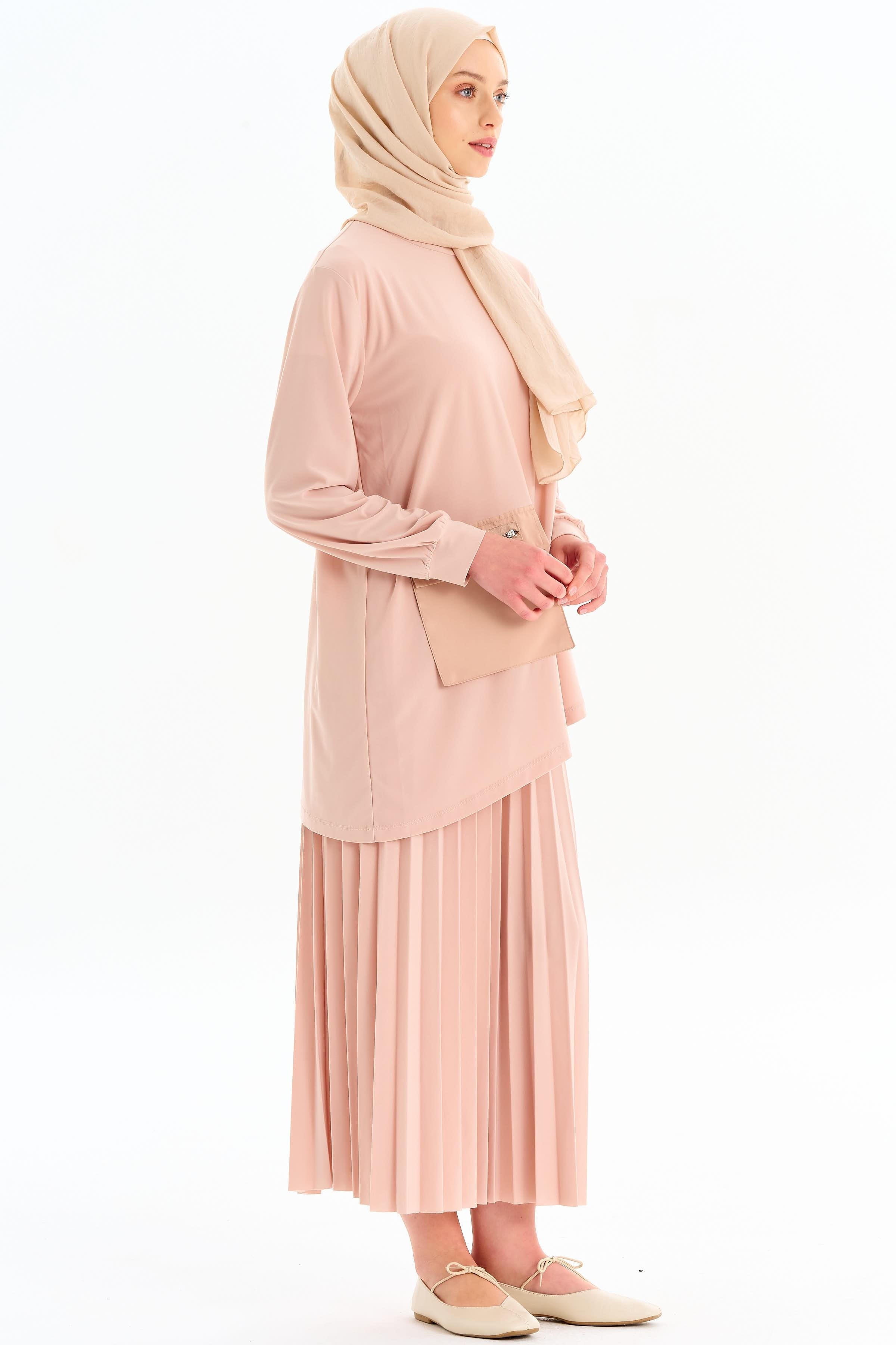 Etek Bluz Takım - Bej TUGBA