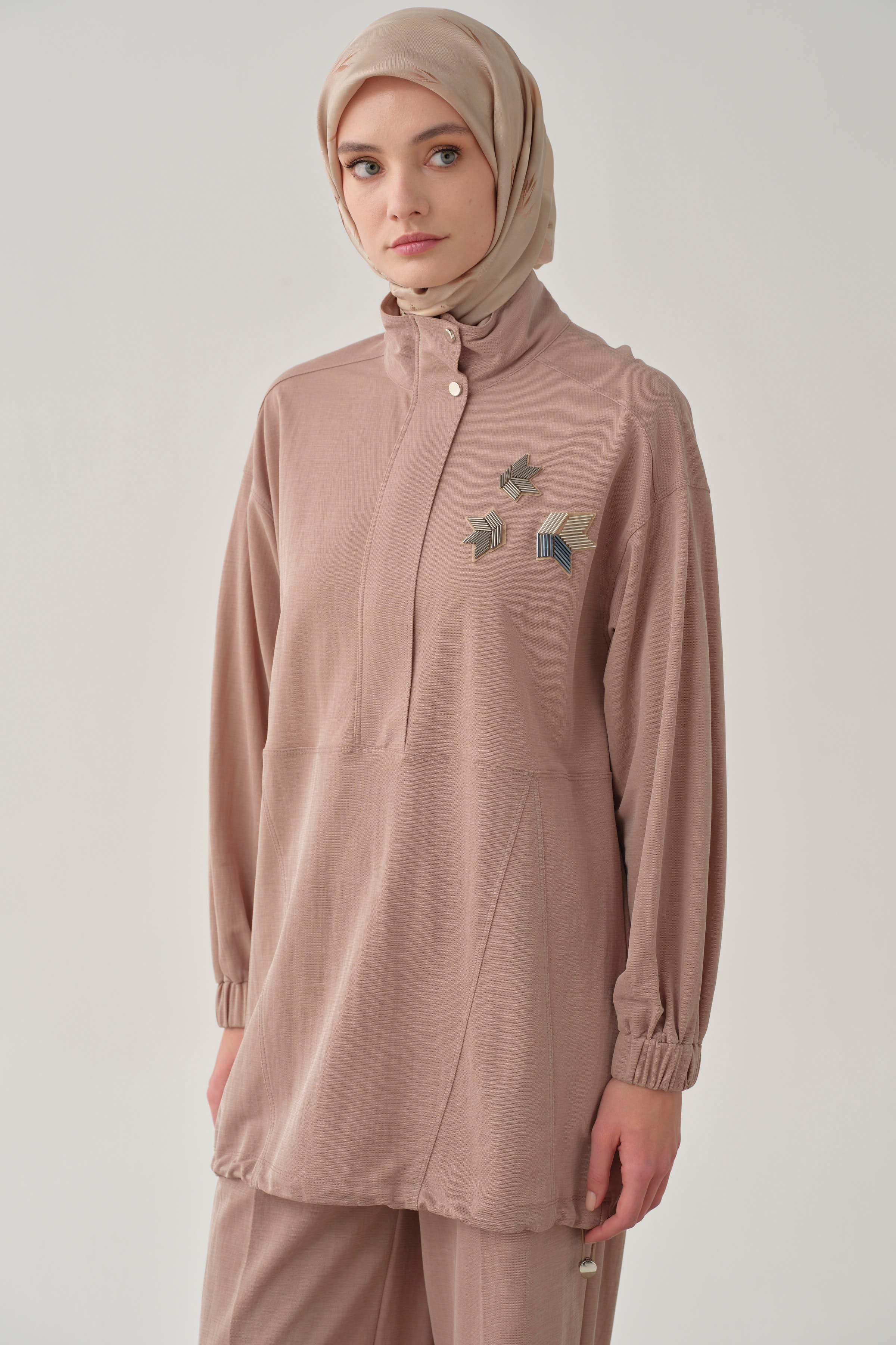 Etek Ucu Lastikli Sweat - Camel TUGBA