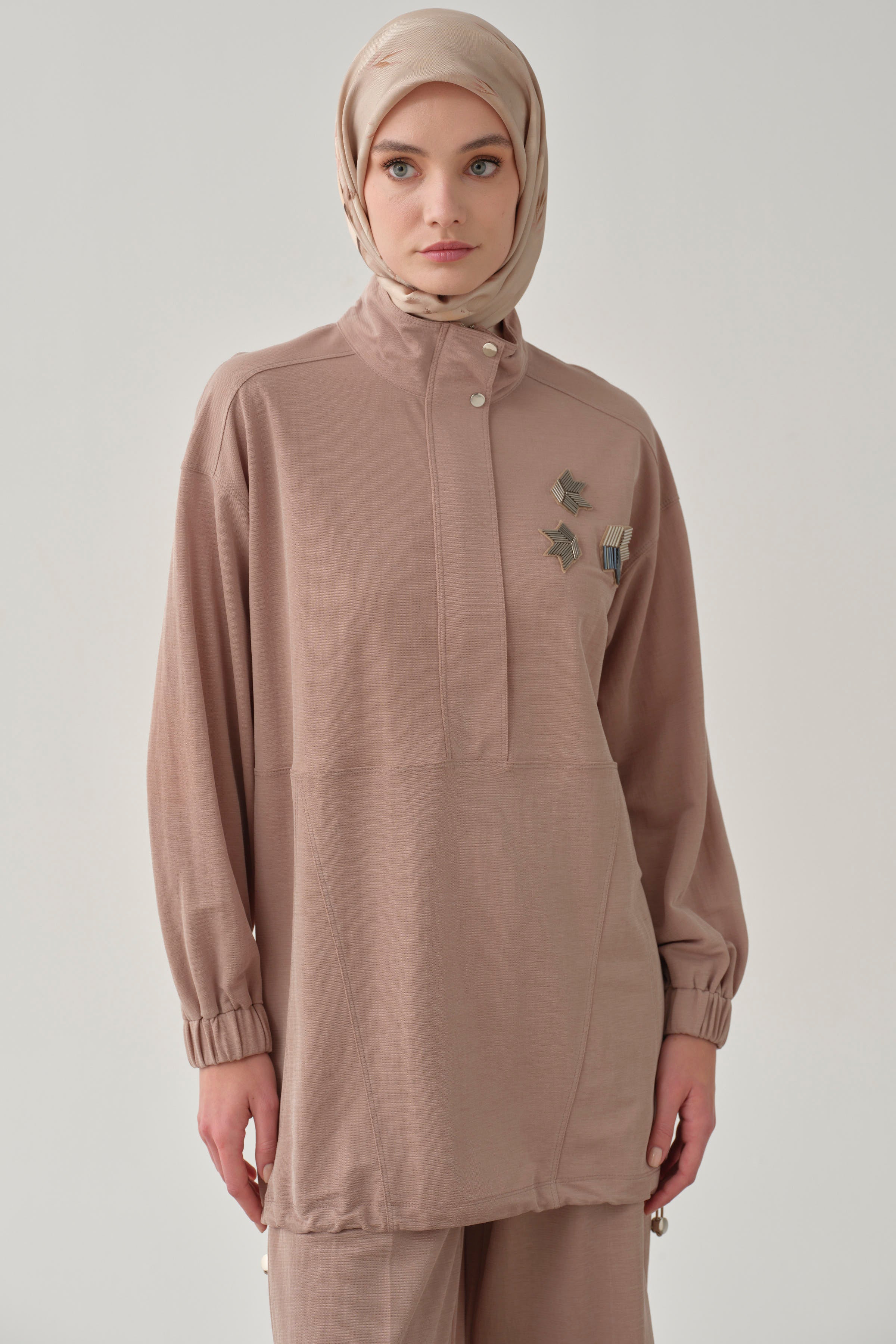 Etek Ucu Lastikli Sweat - Camel TUGBA