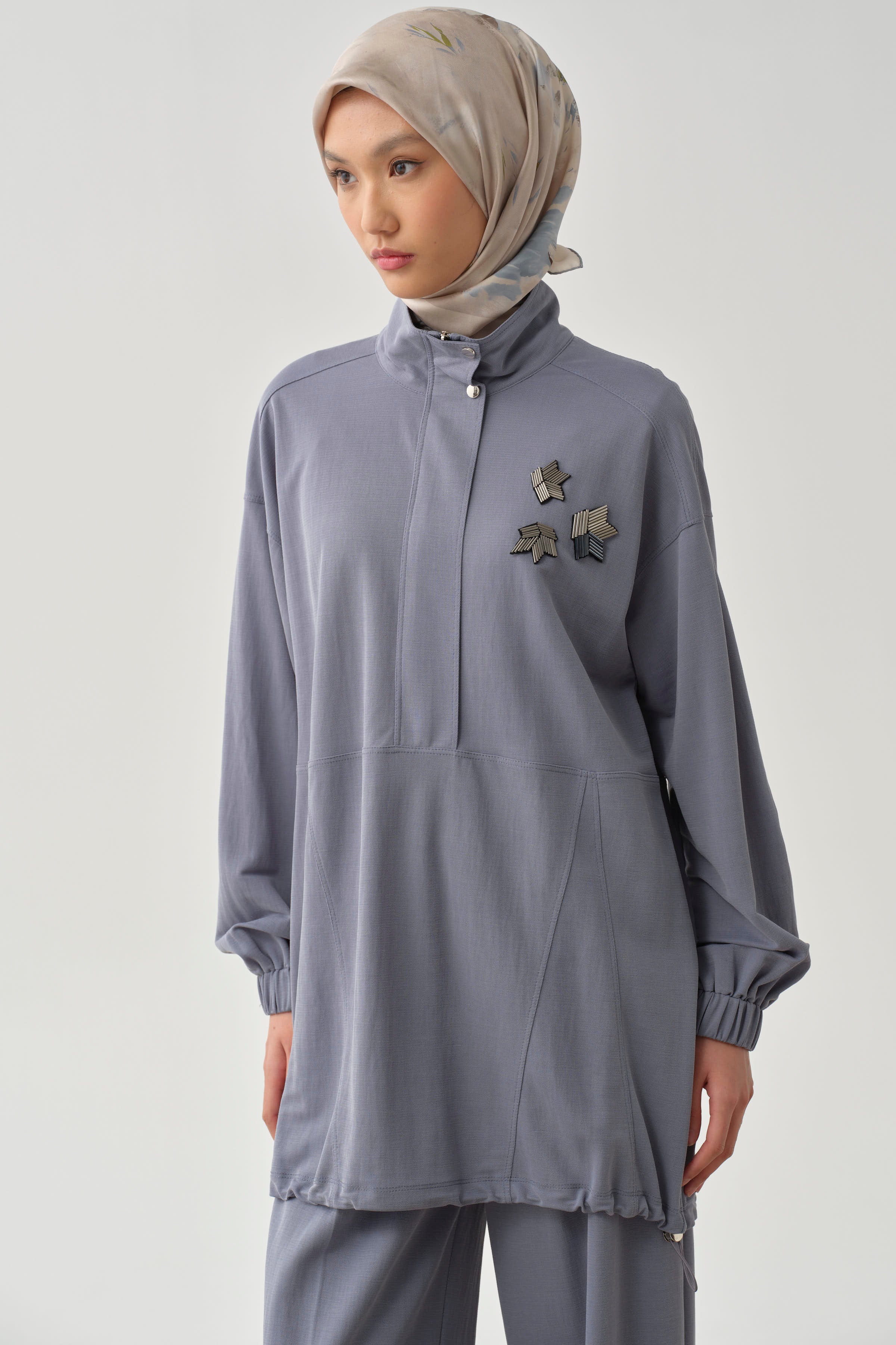 Etek Ucu Lastikli Sweat - Mavi TUGBA