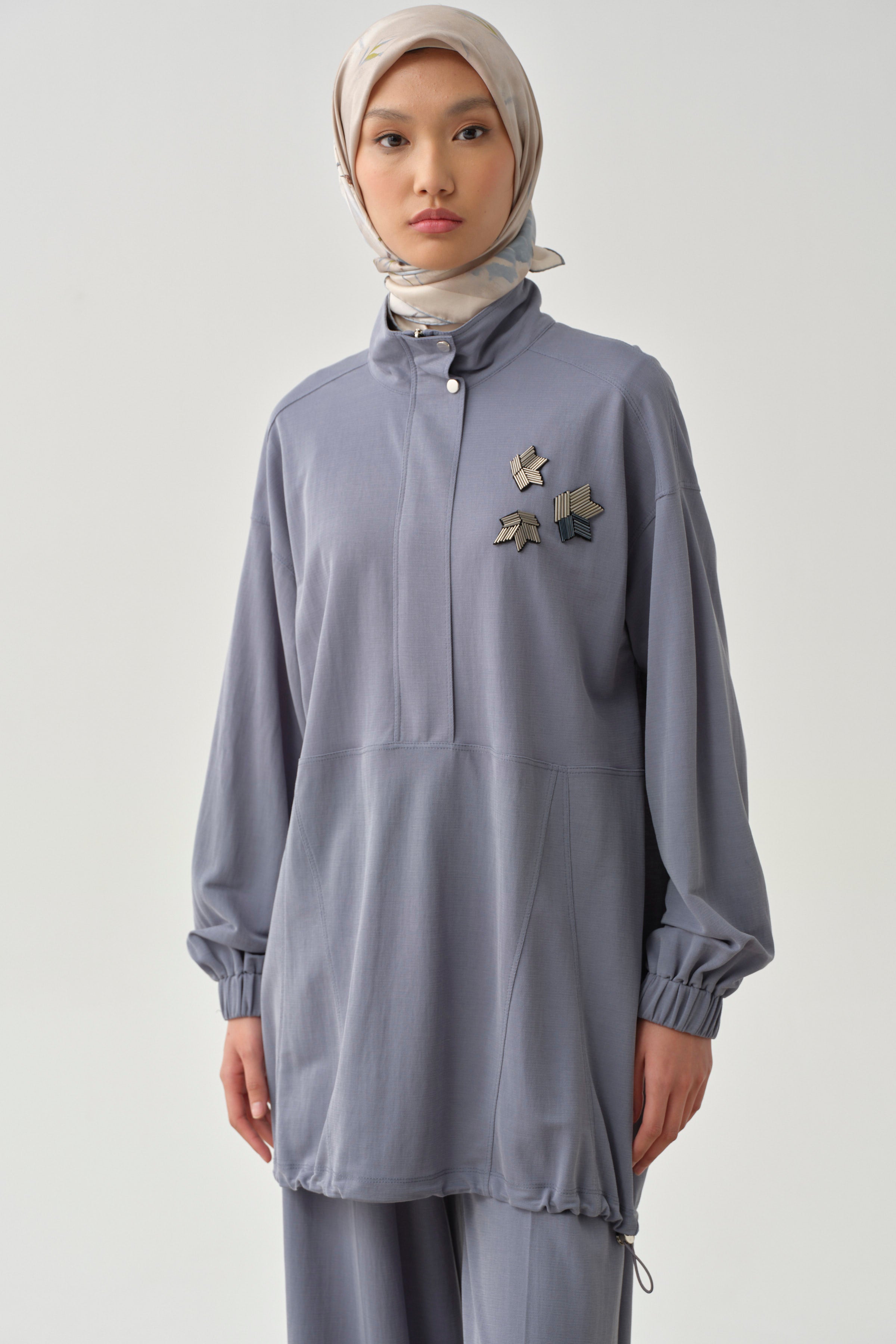 Etek Ucu Lastikli Sweat - Mavi TUGBA