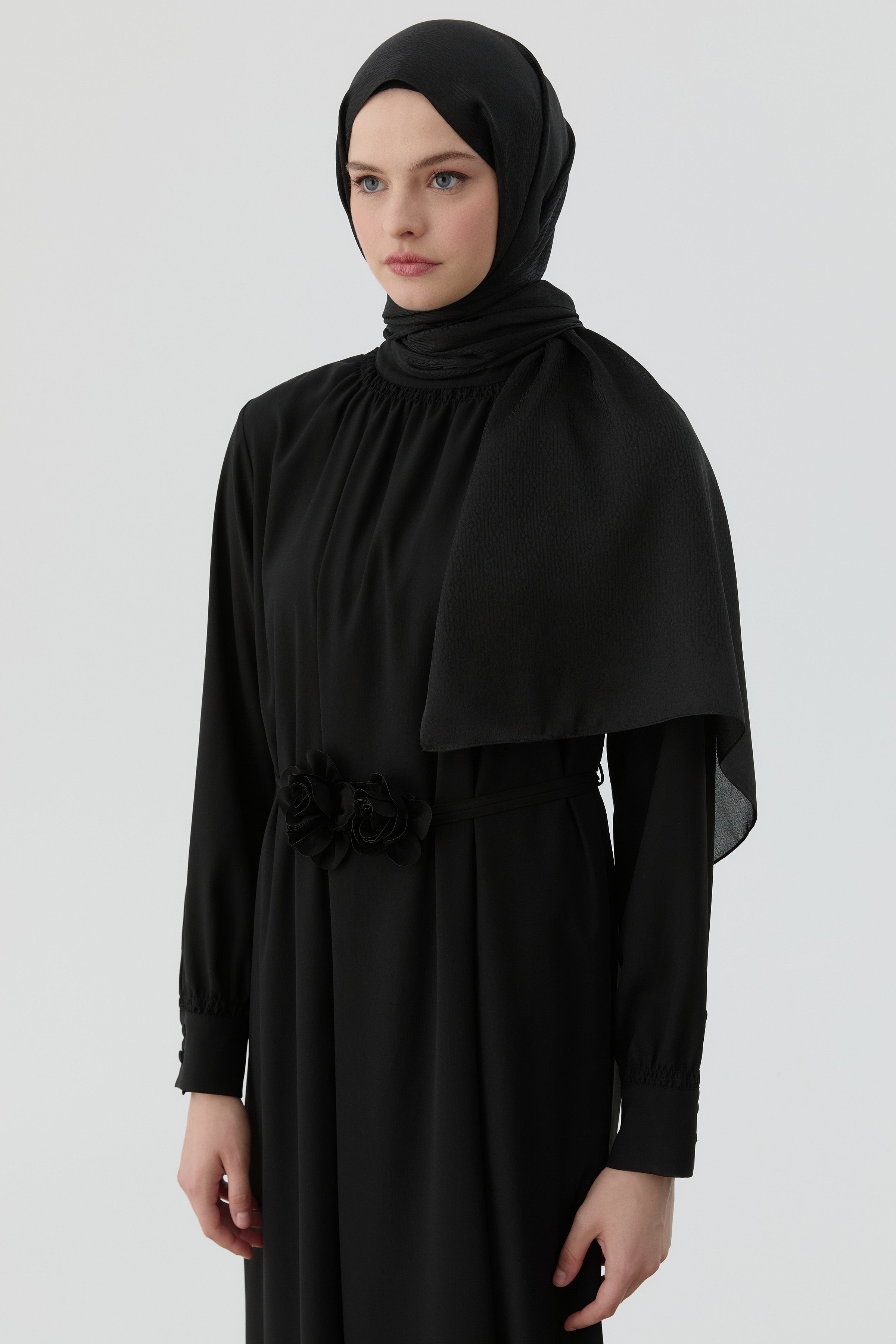 Etnik Desen Janjan Jakar Şal - Siyah TUGBA