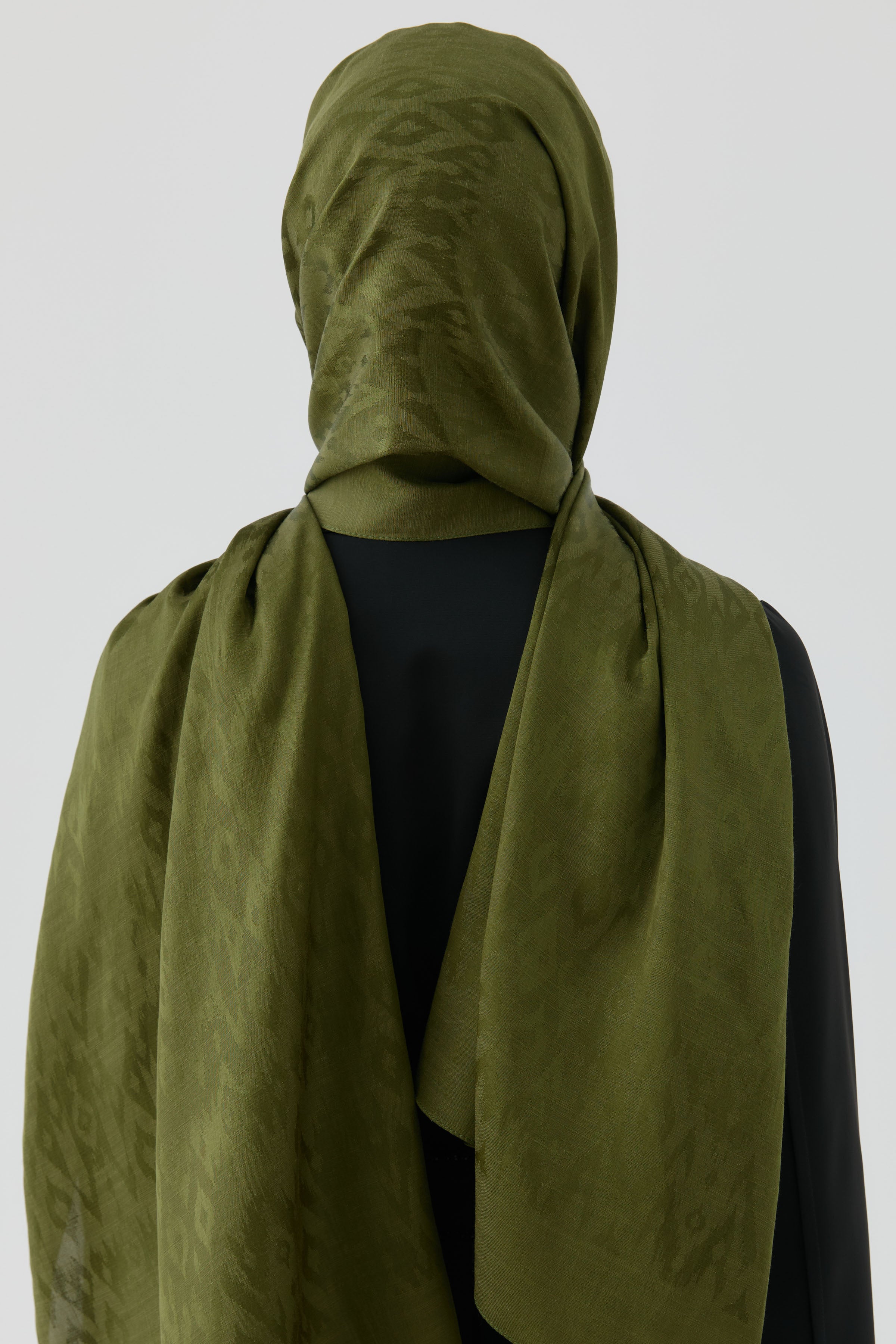 Etnik İkat Desenli Nida Naturel Şal - Haki TUGBA