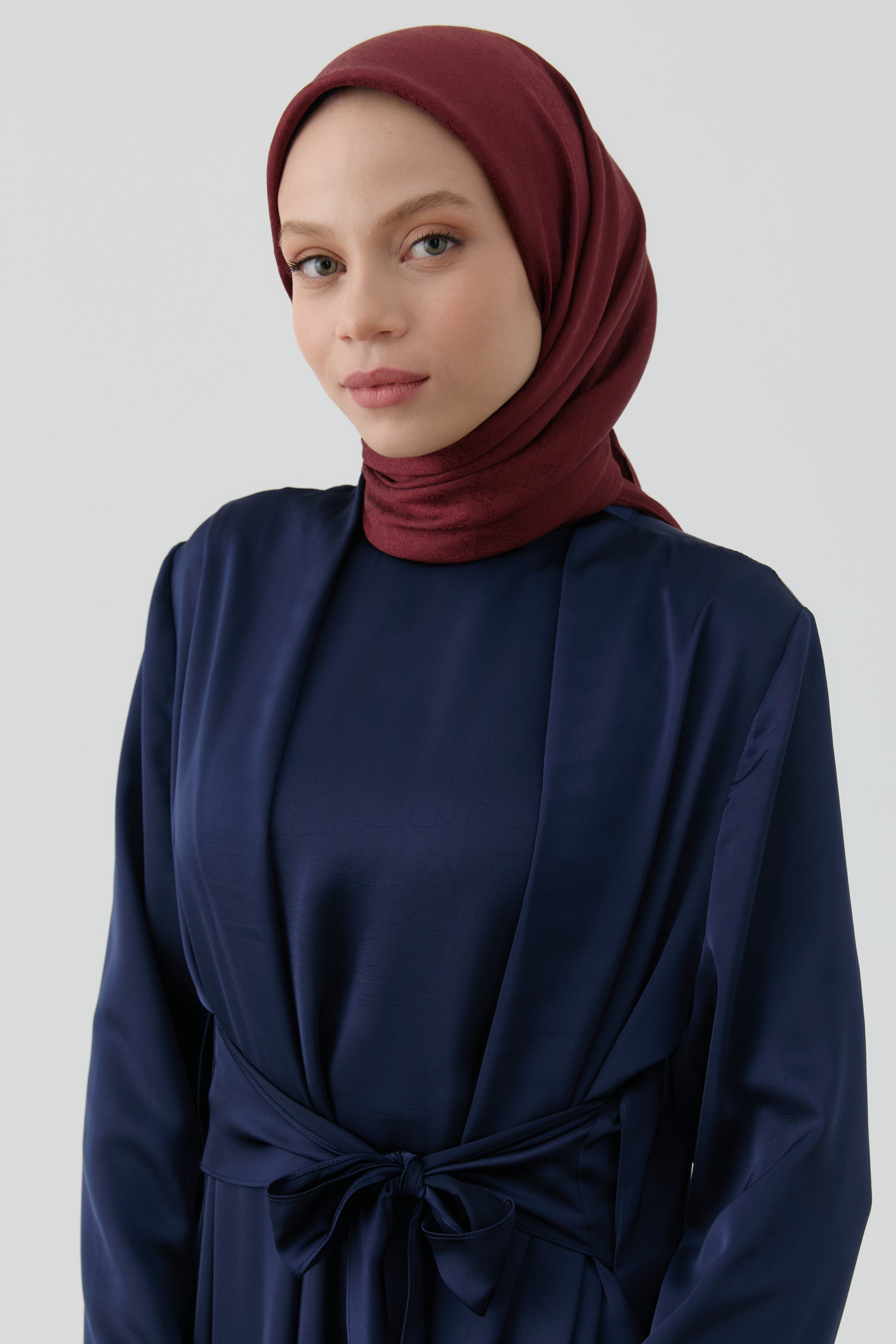 Etnik Şal Desenli Naturel Eşarp - Bordo TUGBA