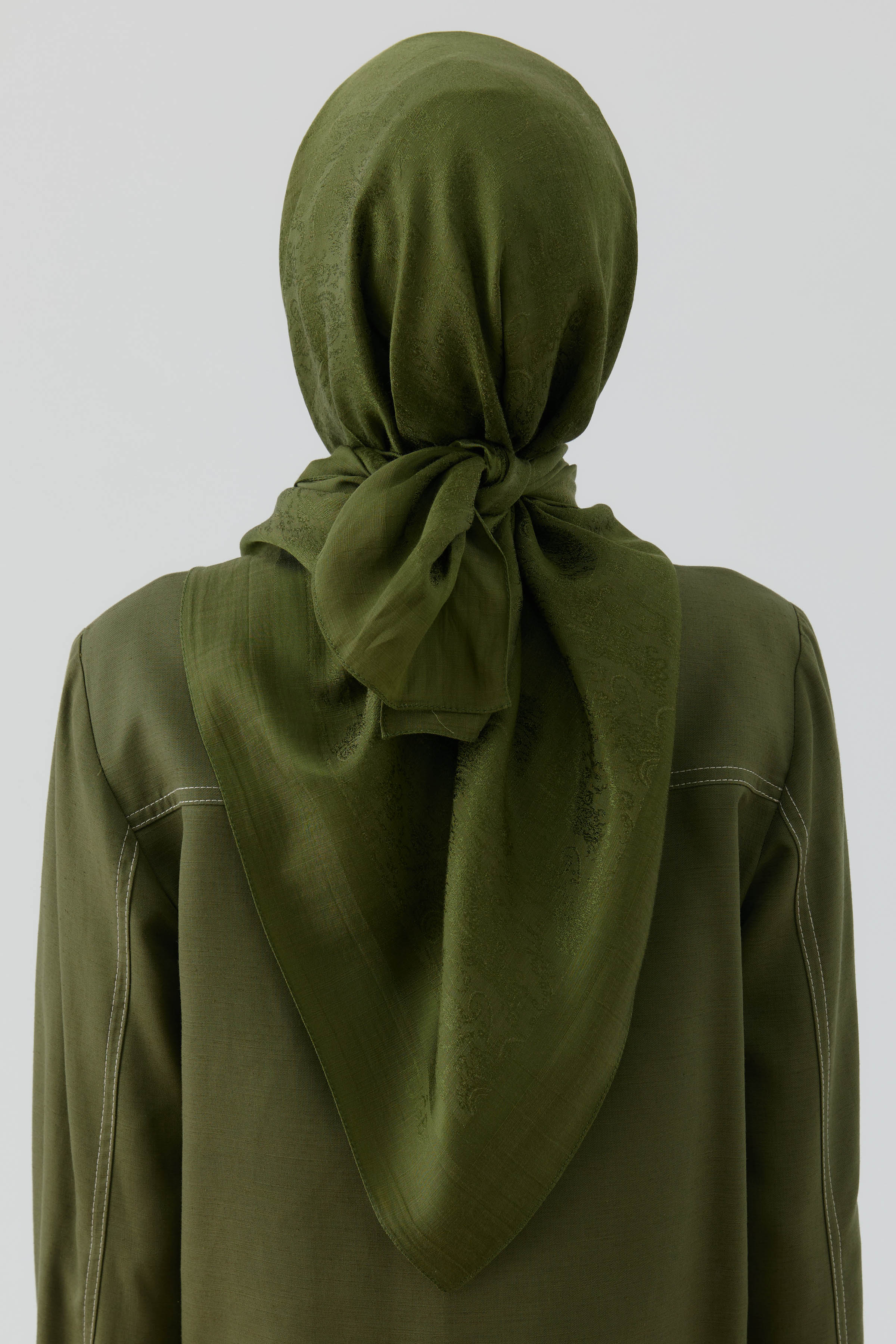 Etnik Şal Desenli Naturel Eşarp - Haki TUGBA