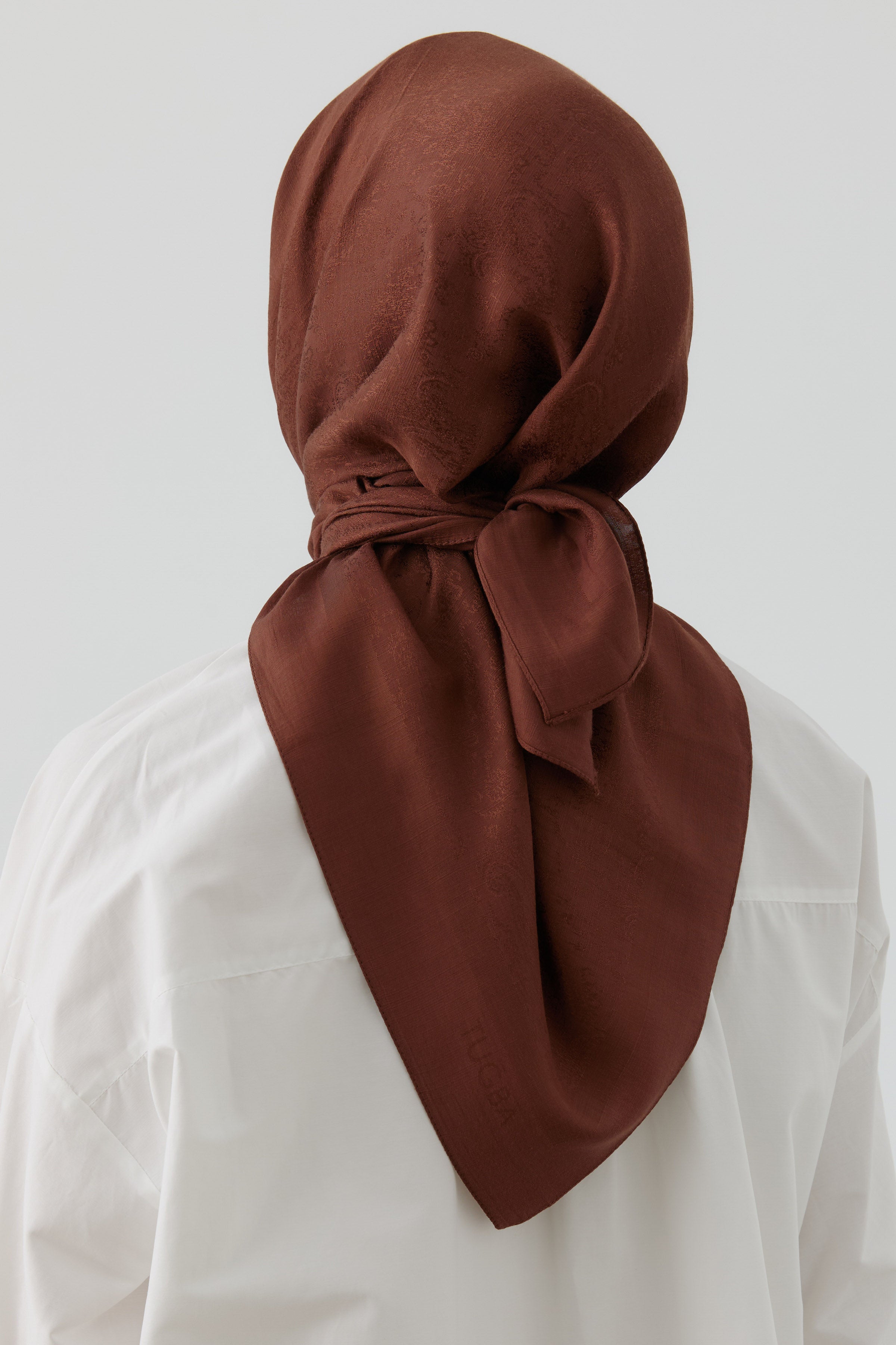 Etnik Şal Desenli Naturel Eşarp - Kahve TUGBA