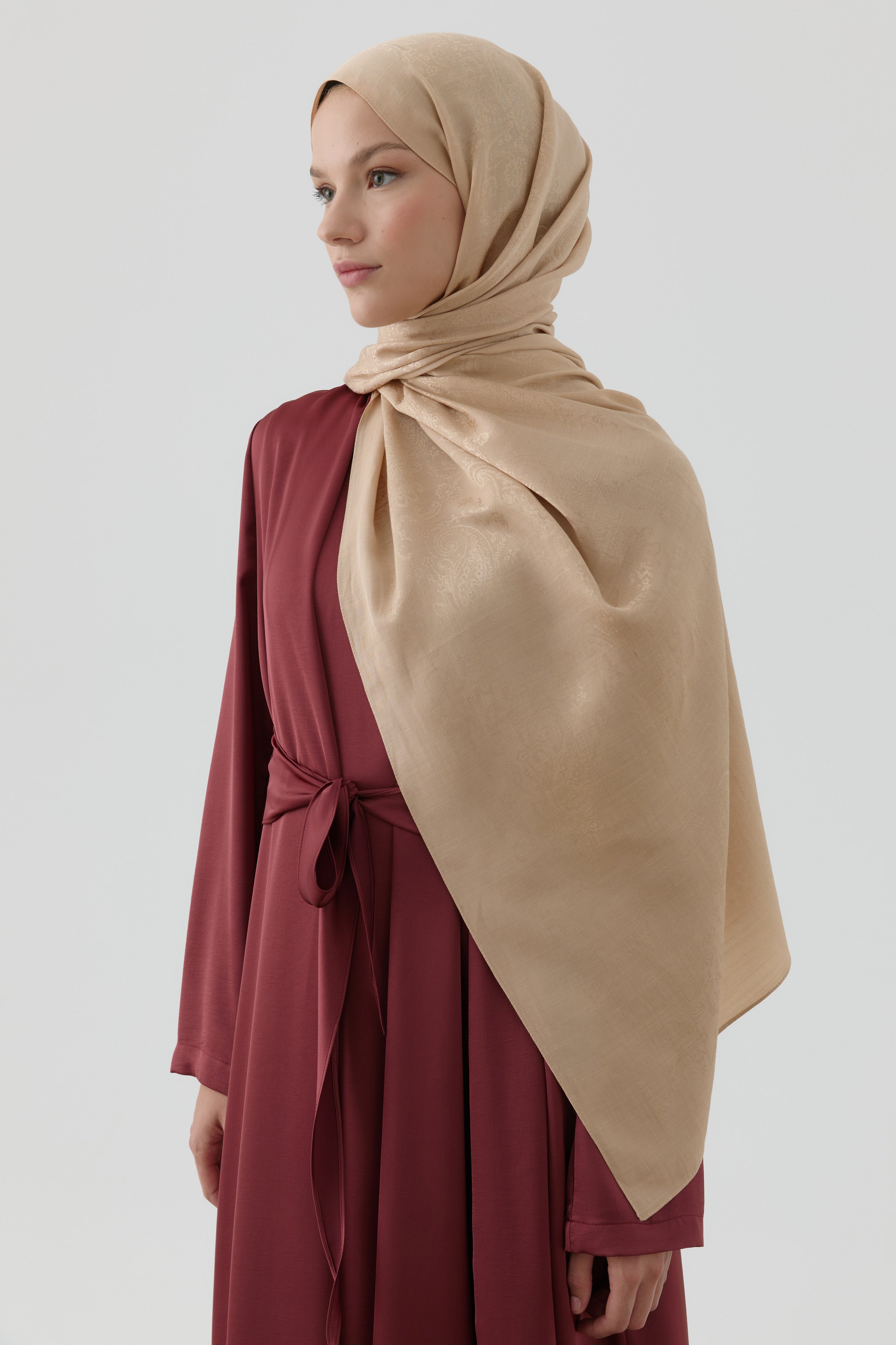 Etnik Şal Desenli Nida Naturel Şal - Bej TUGBA