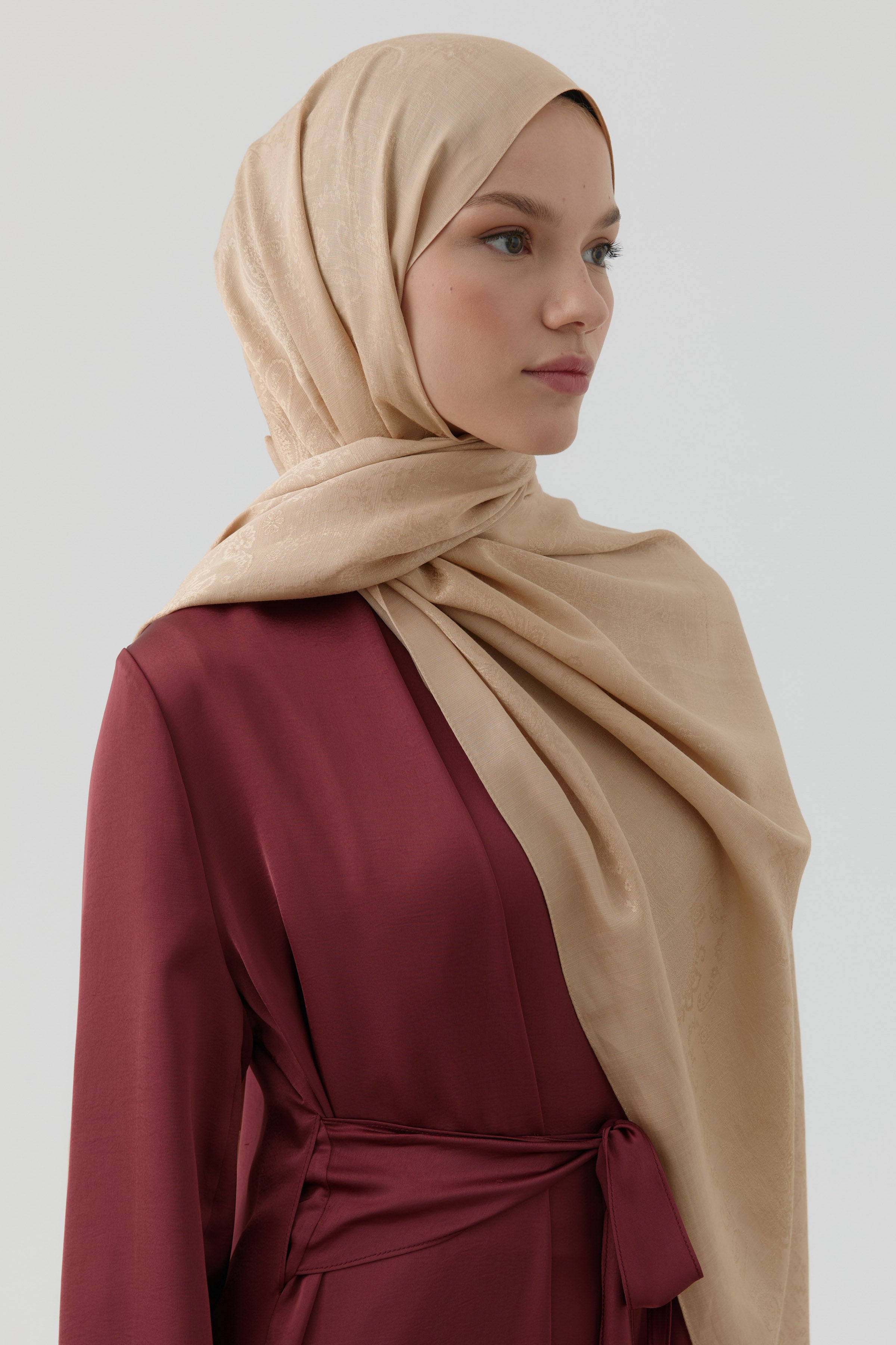 Etnik Şal Desenli Nida Naturel Şal - Bej TUGBA