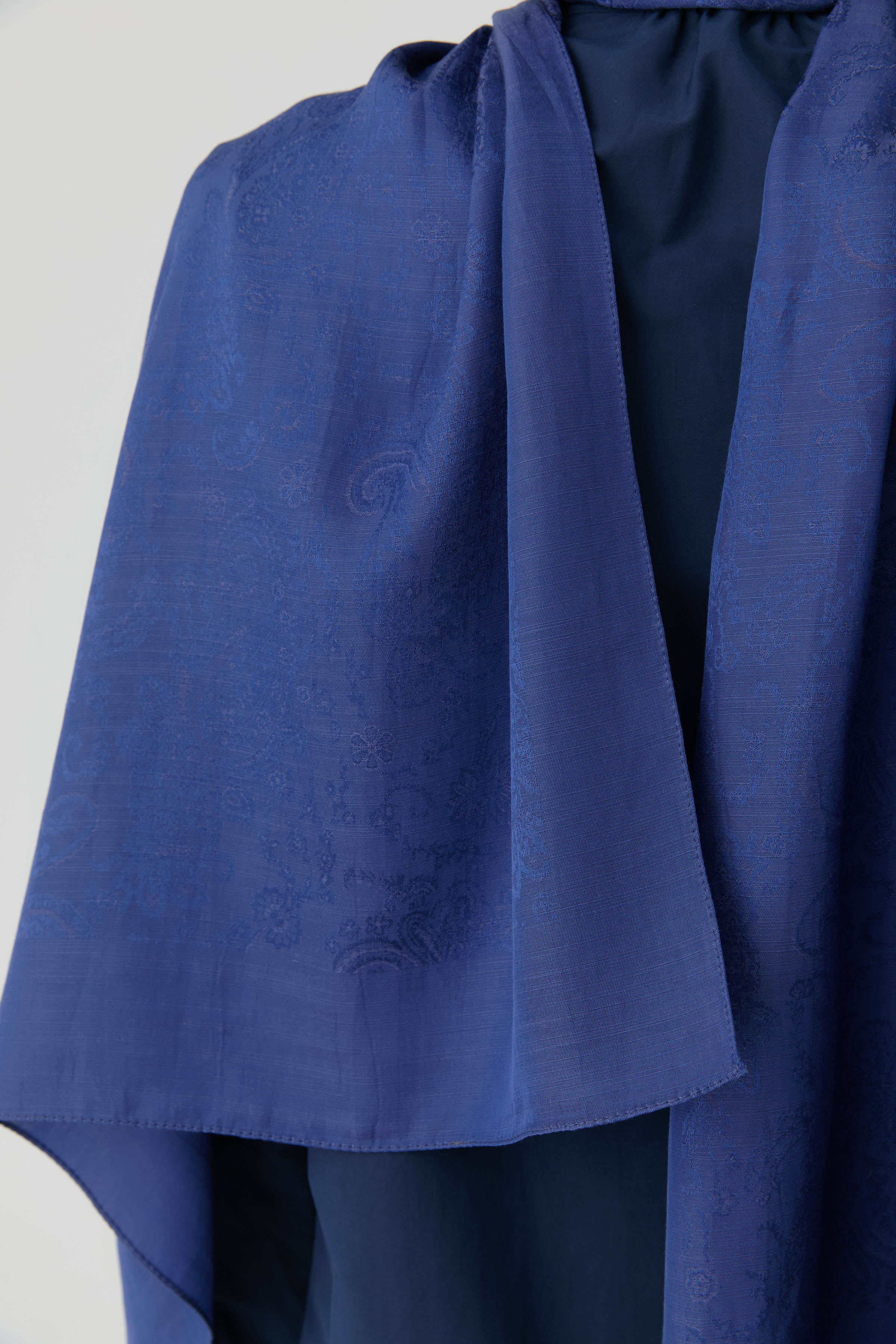 Etnik Şal Desenli Nida Naturel Şal - Lacivert TUGBA