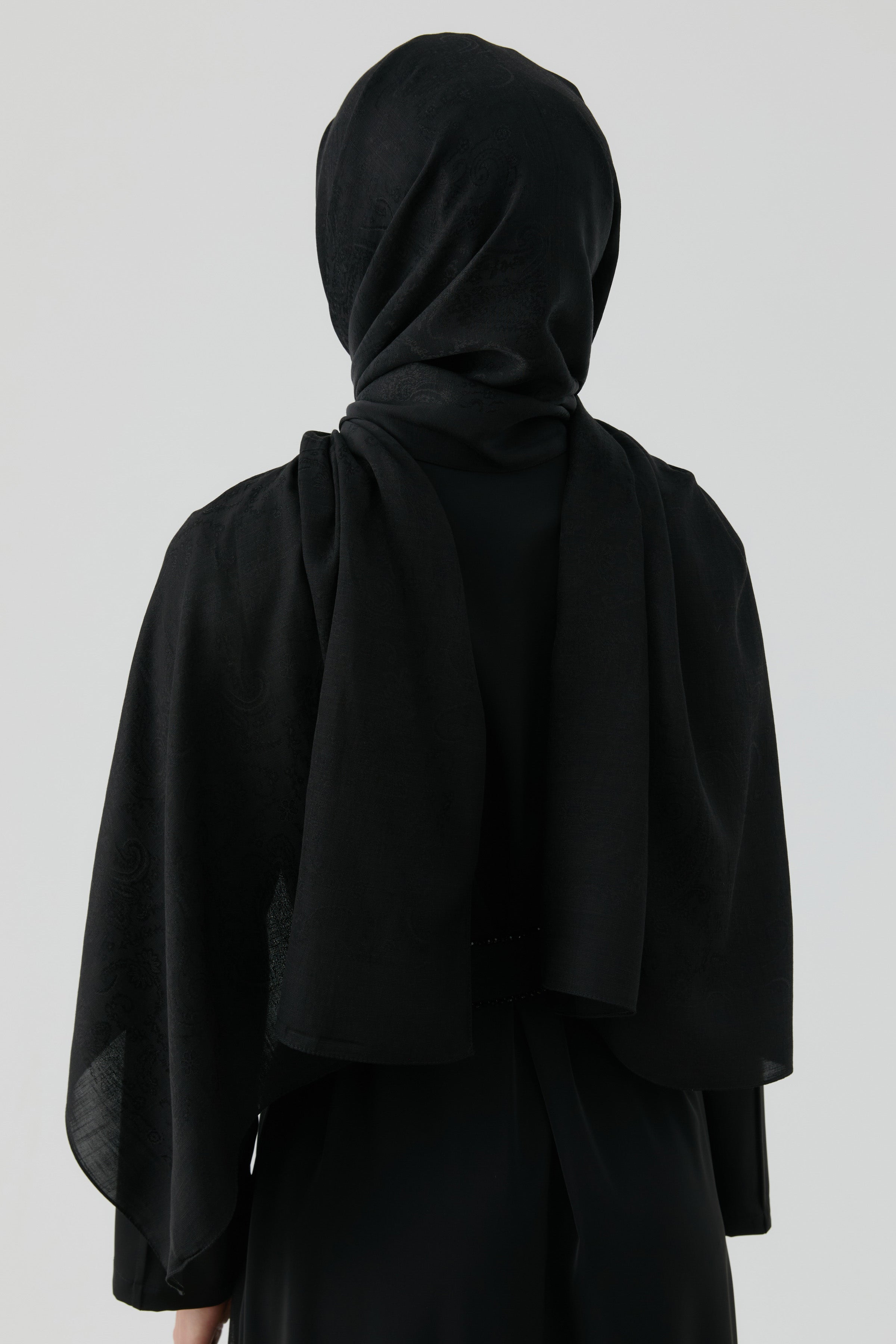 Etnik Şal Desenli Nida Naturel Şal - Siyah TUGBA