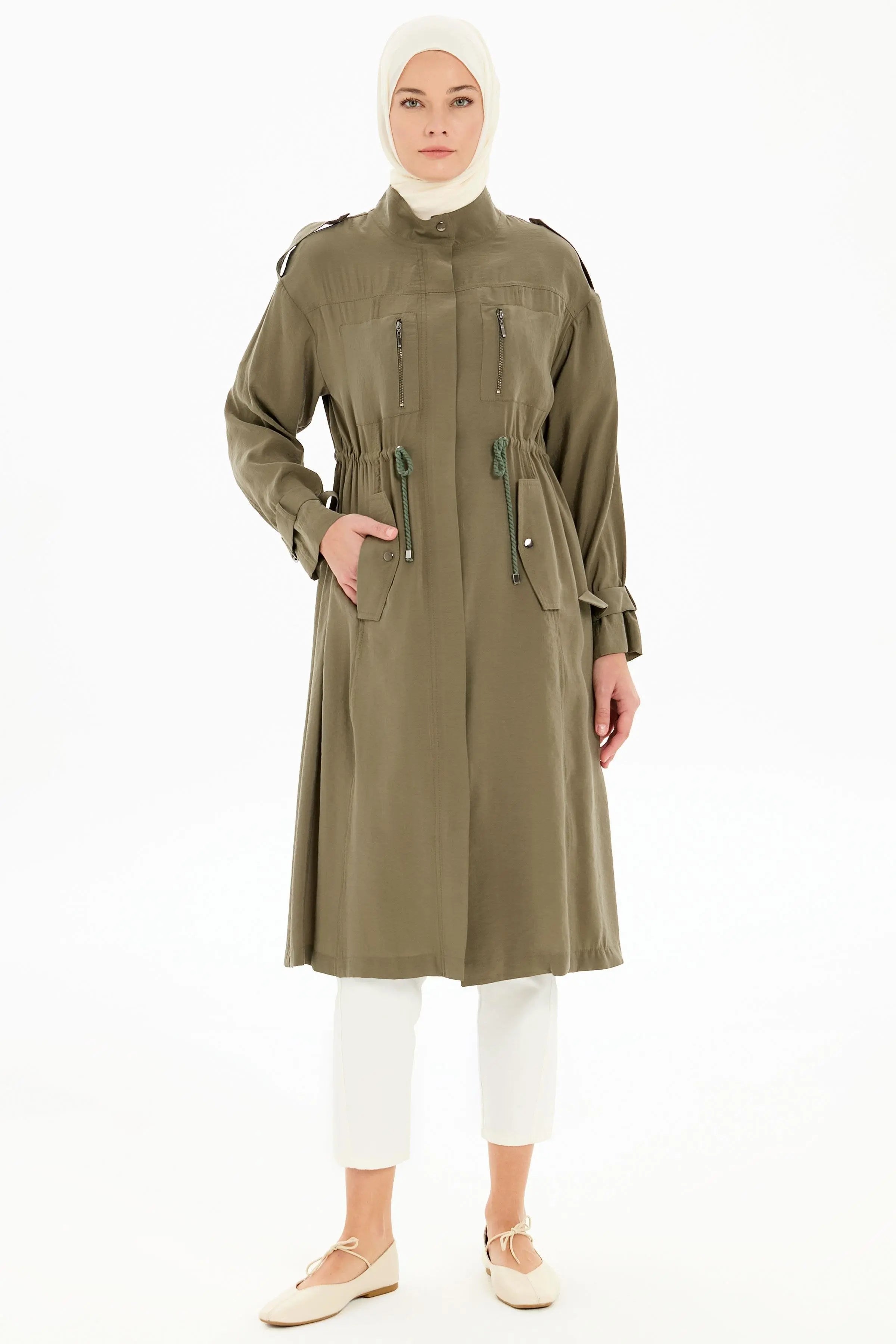 Fermuarlı Cep Detaylı Giyçık - Haki TUGBA