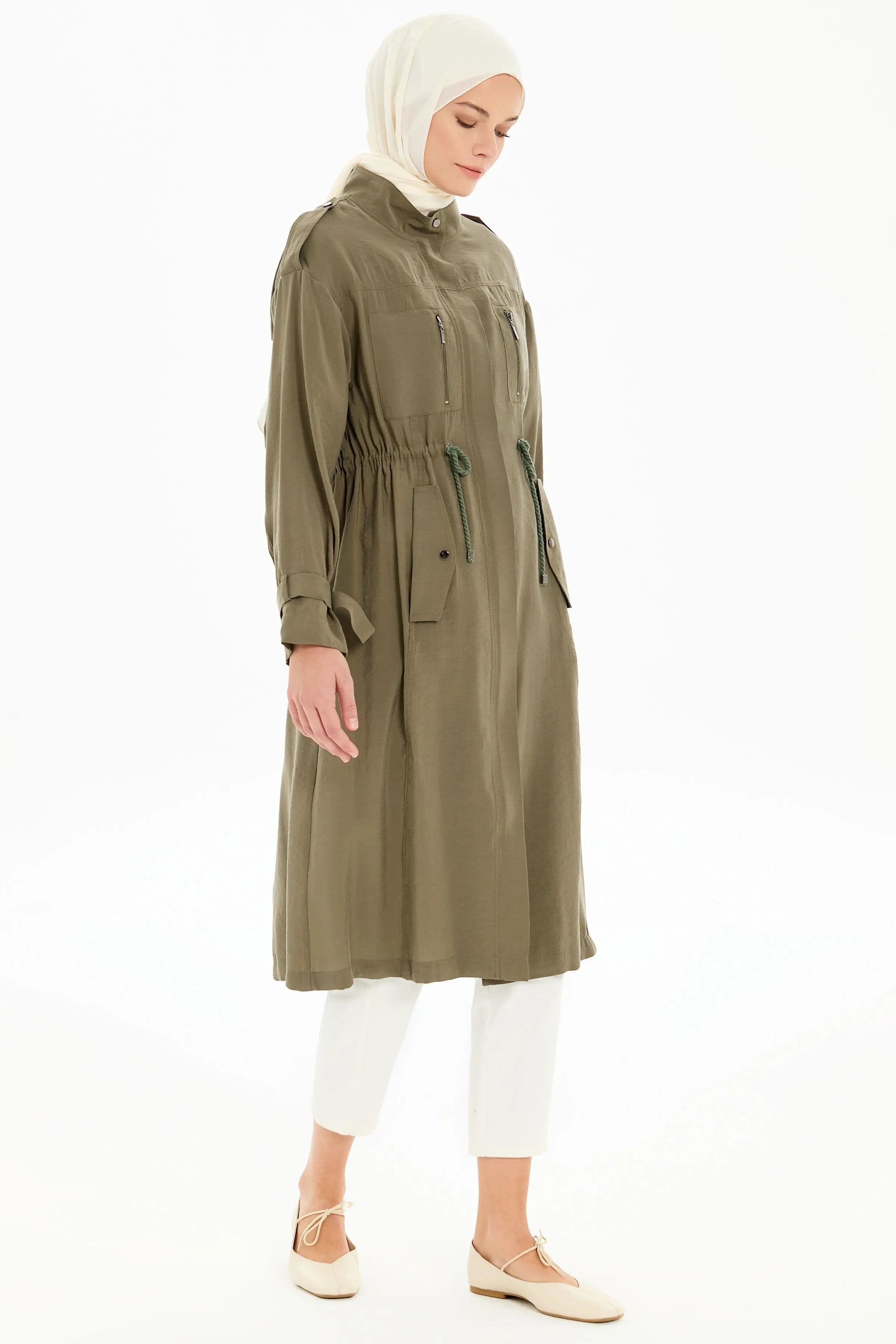 Fermuarlı Cep Detaylı Giyçık - Haki TUGBA