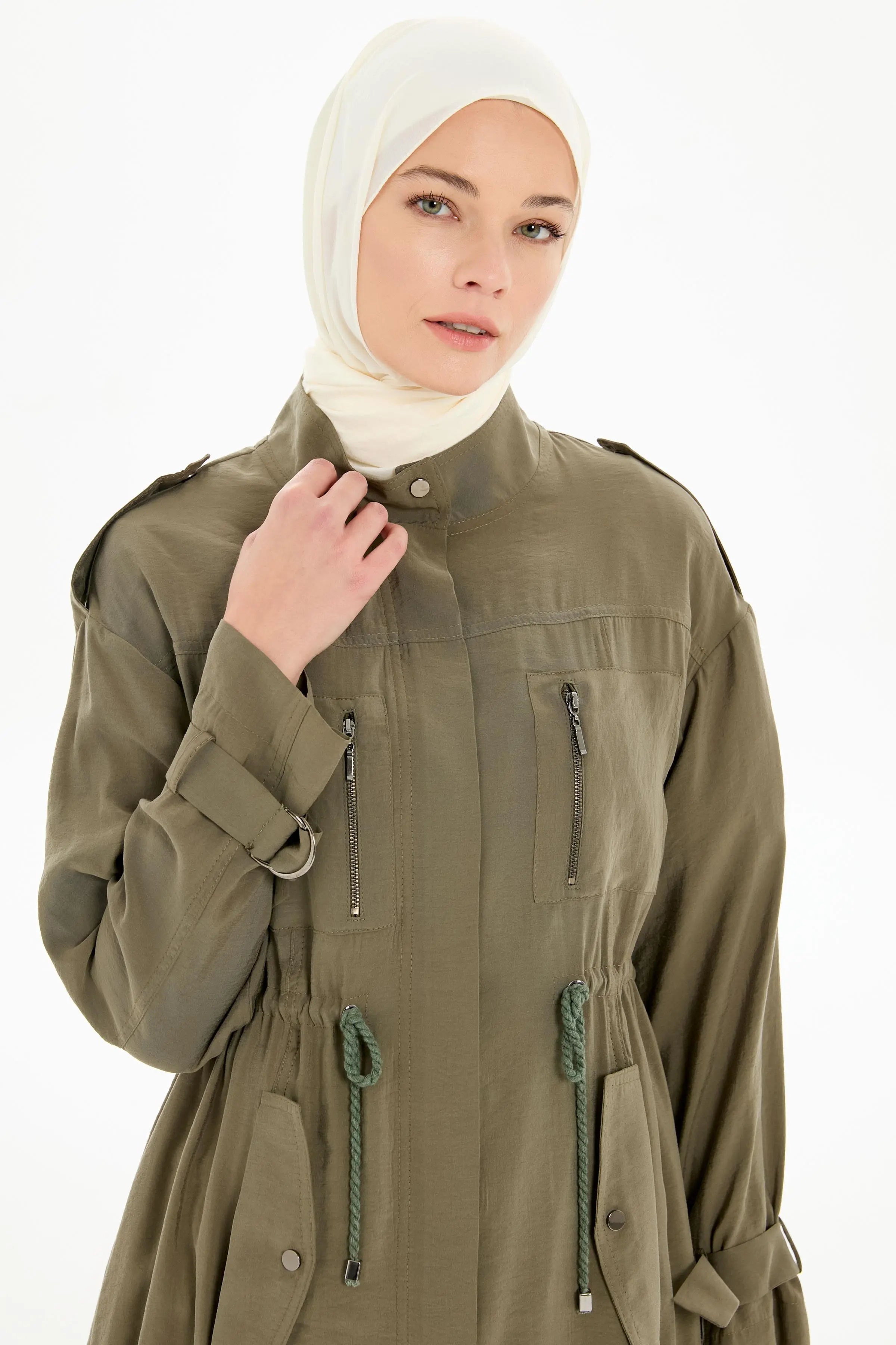 Fermuarlı Cep Detaylı Giyçık - Haki TUGBA