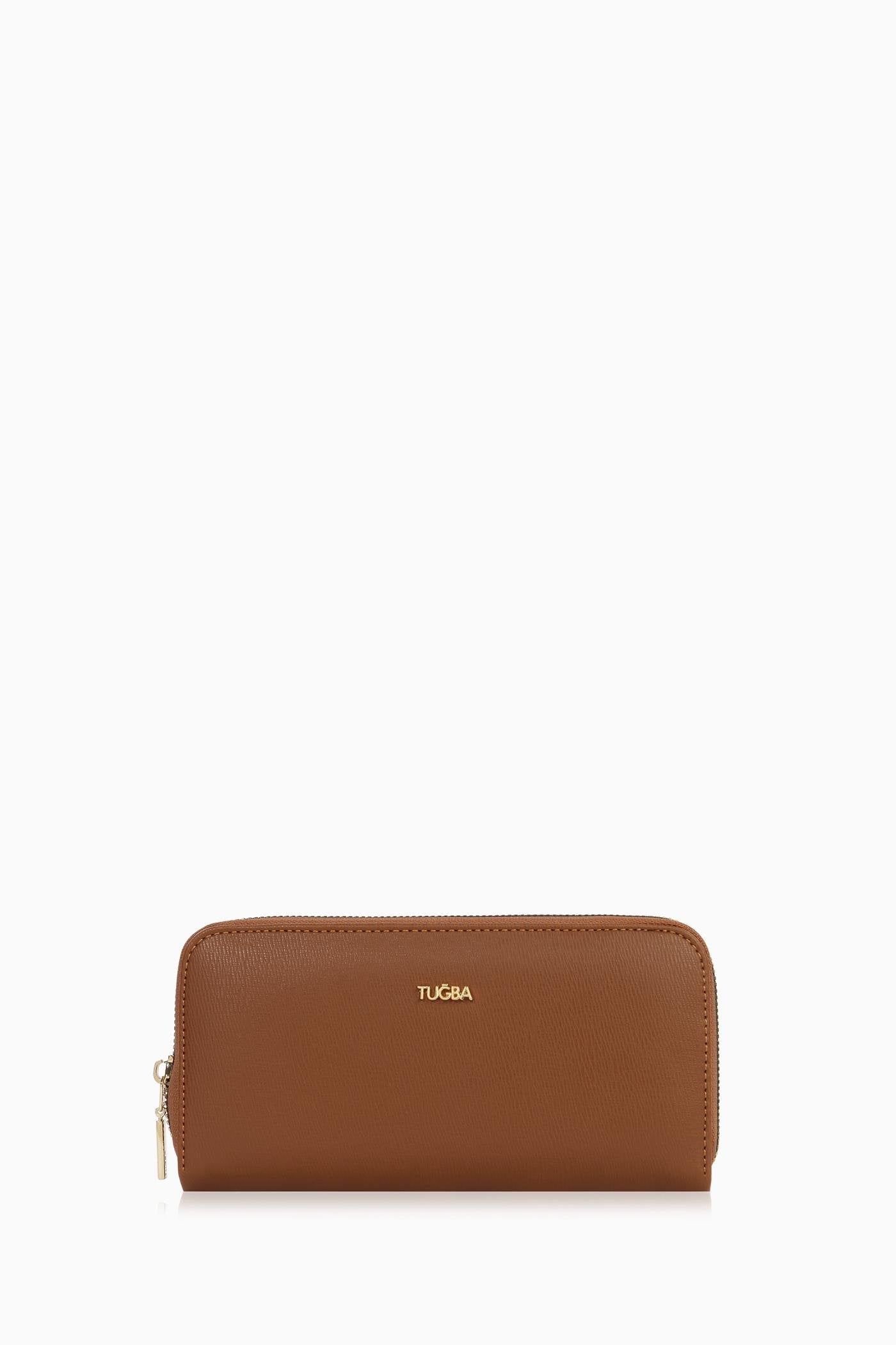 Fermuarlı Uzun Cüzdan - Taba TUGBA