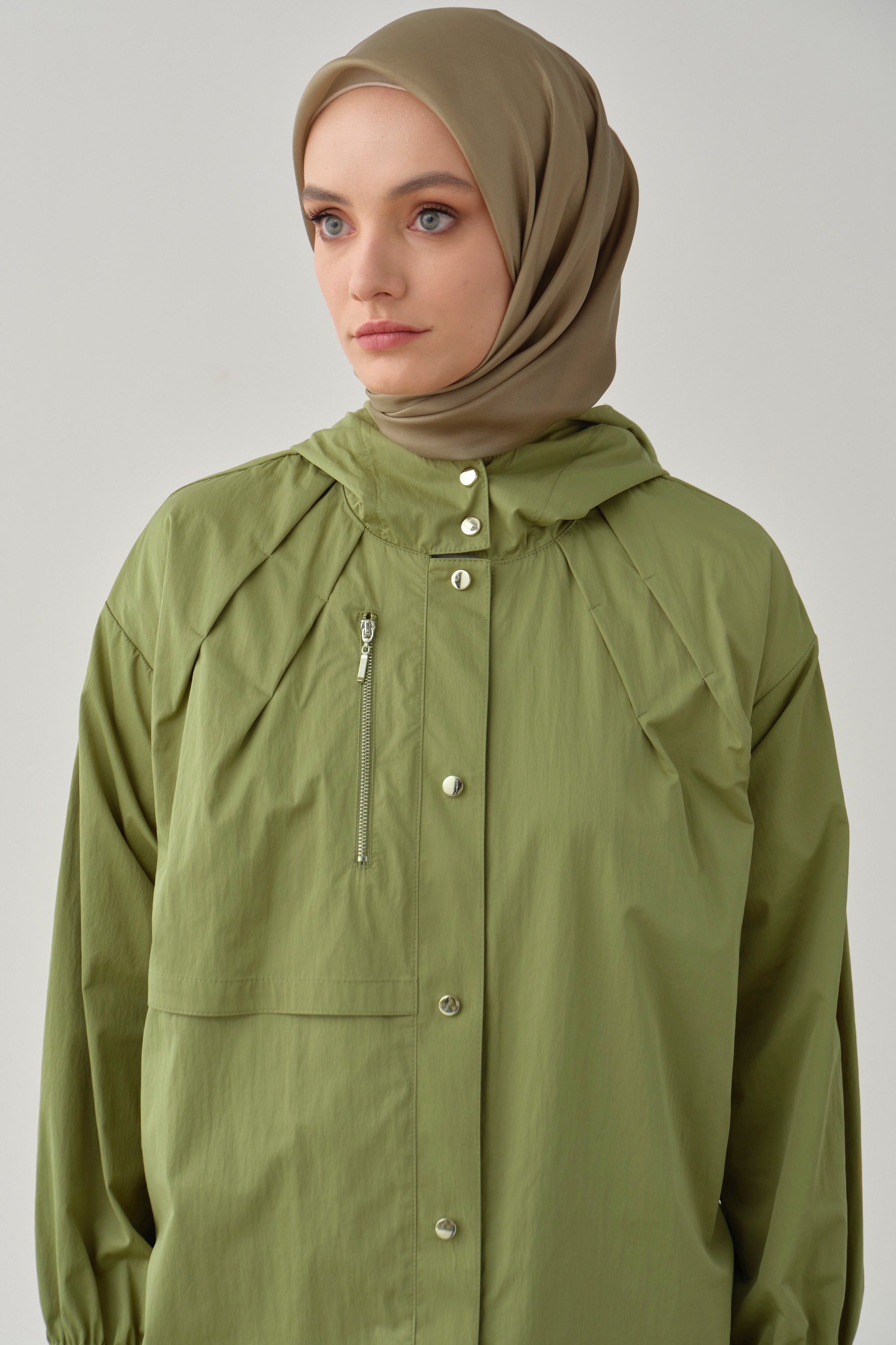 File Kombinli Yağmurluk - Olive TUGBA