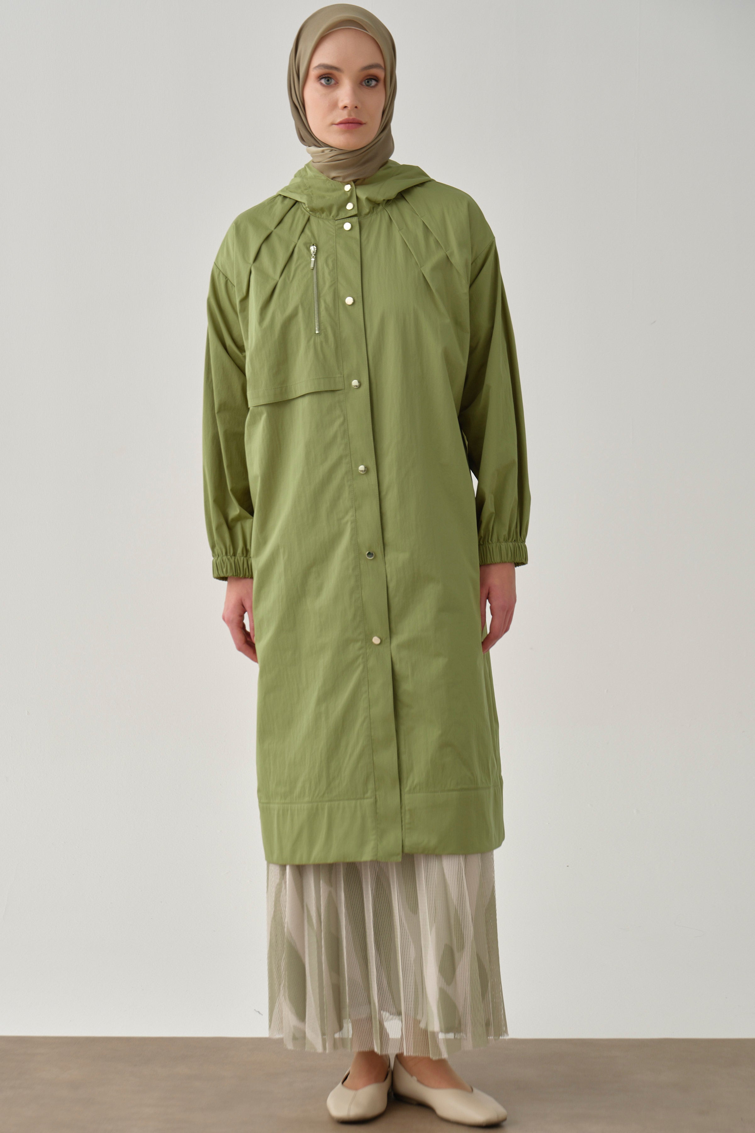 File Kombinli Yağmurluk - Olive TUGBA