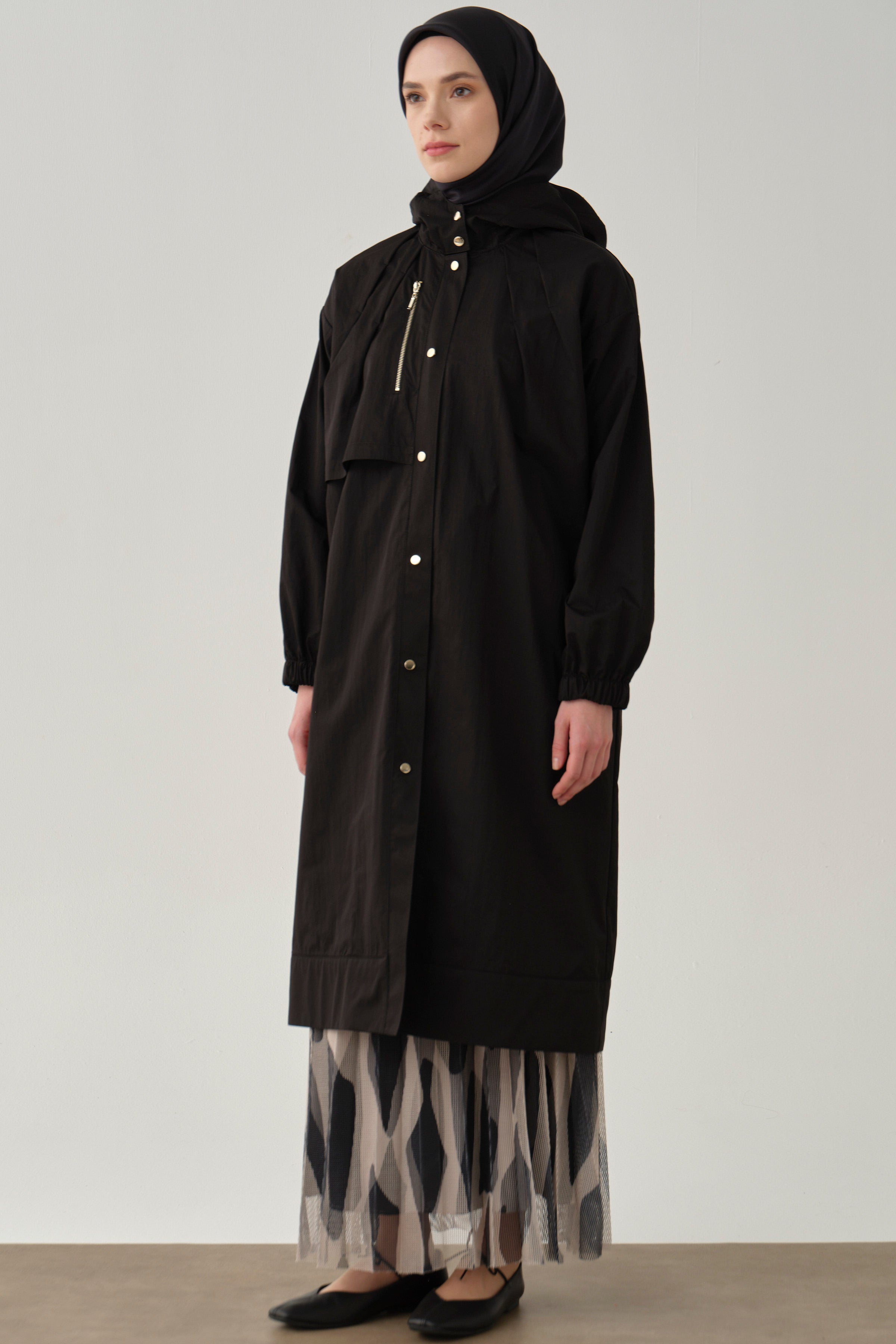 File Kombinli Yağmurluk - Siyah TUGBA