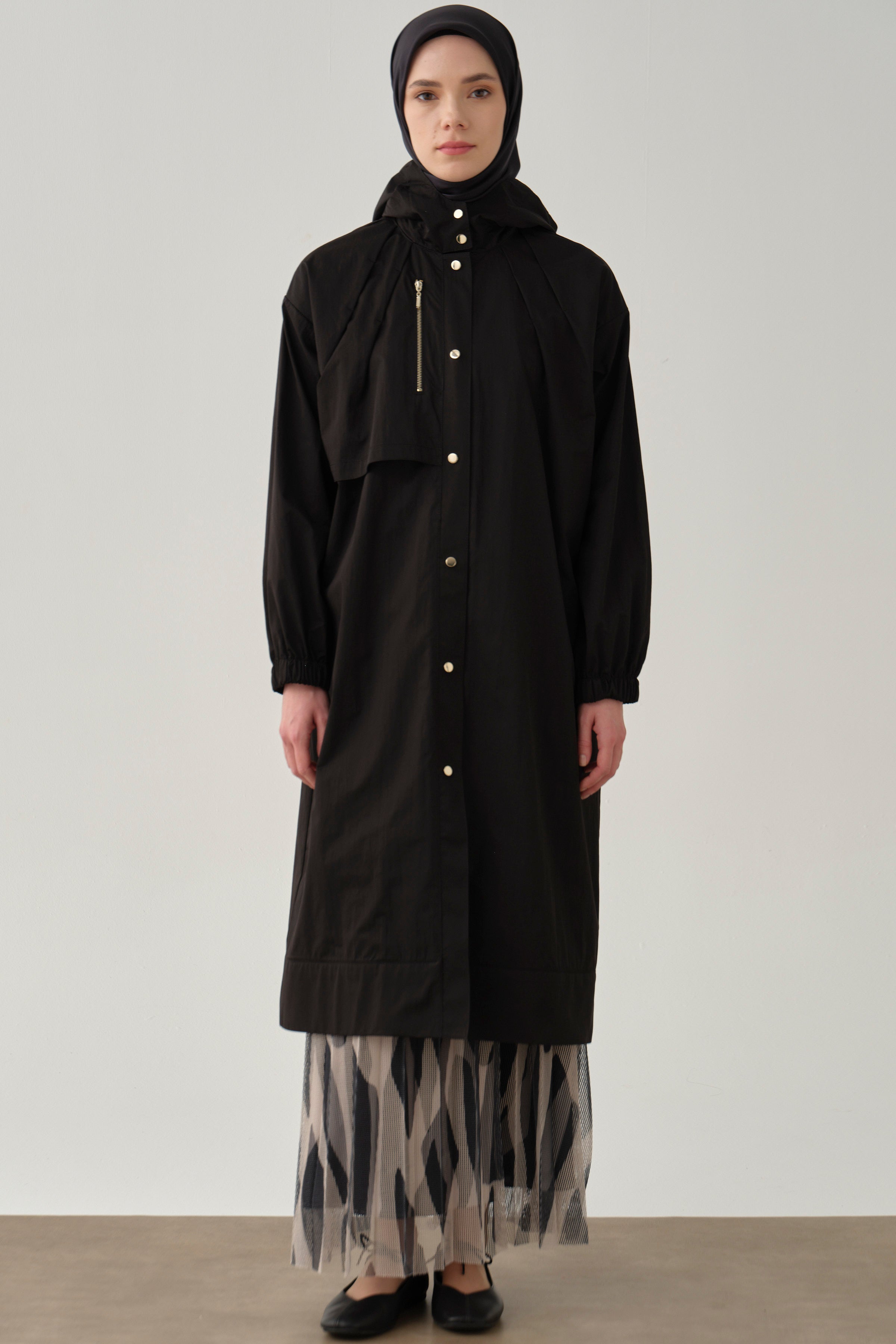 File Kombinli Yağmurluk - Siyah TUGBA