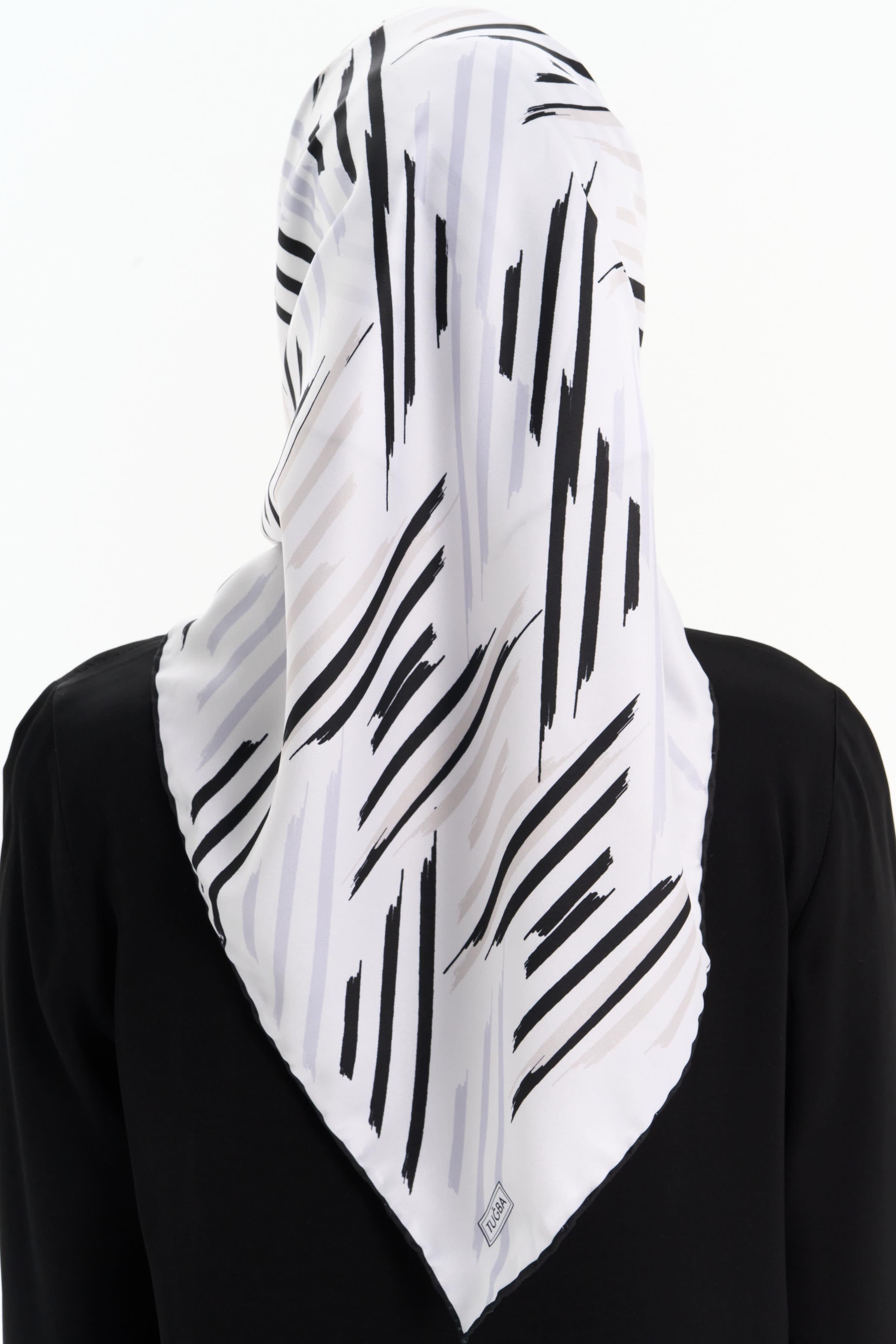 Fırça Desenli Stil Eşarp - Ekru TUGBA