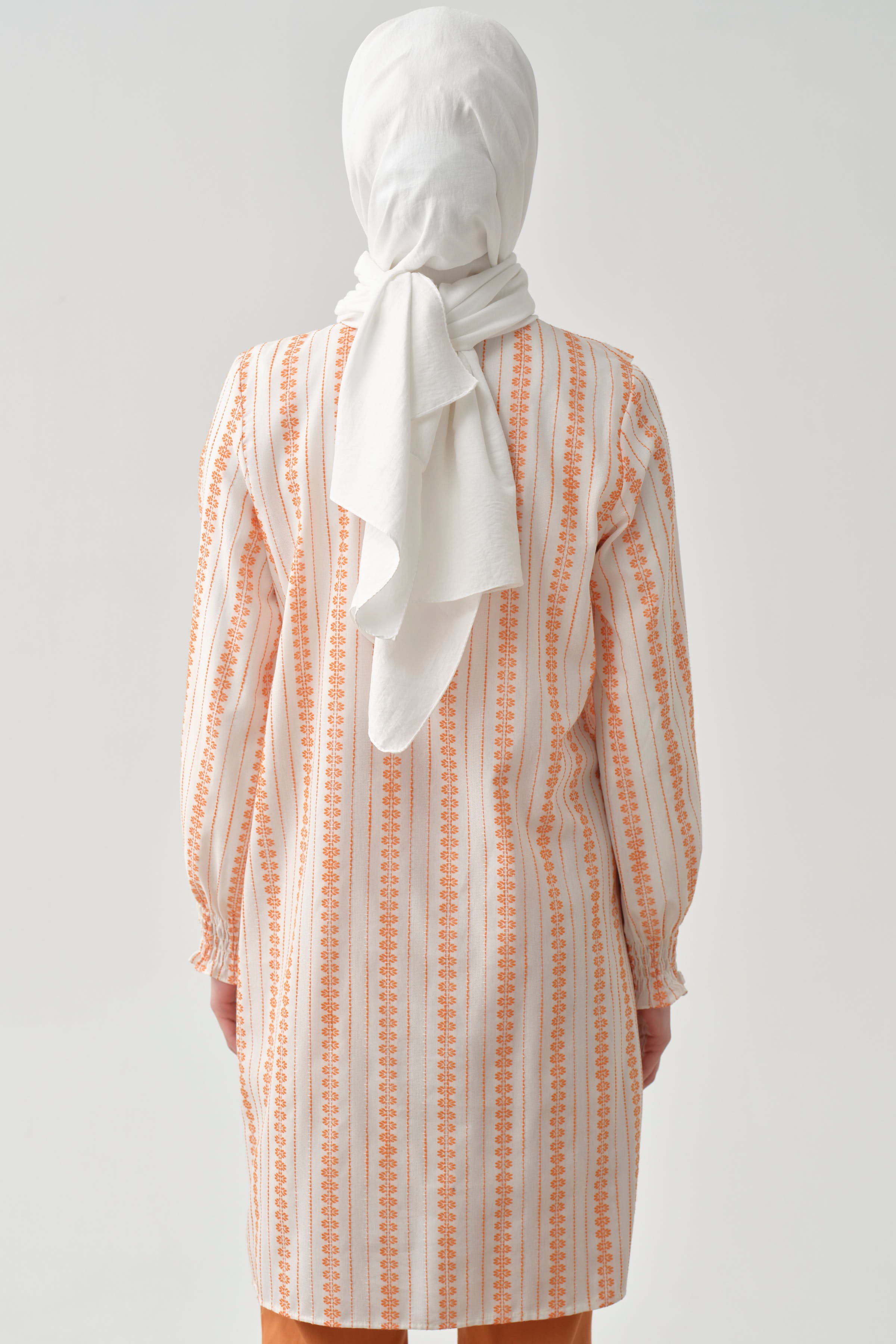 Fırfır Detaylı Bileği Lastikli Tunik - Oranj TUGBA