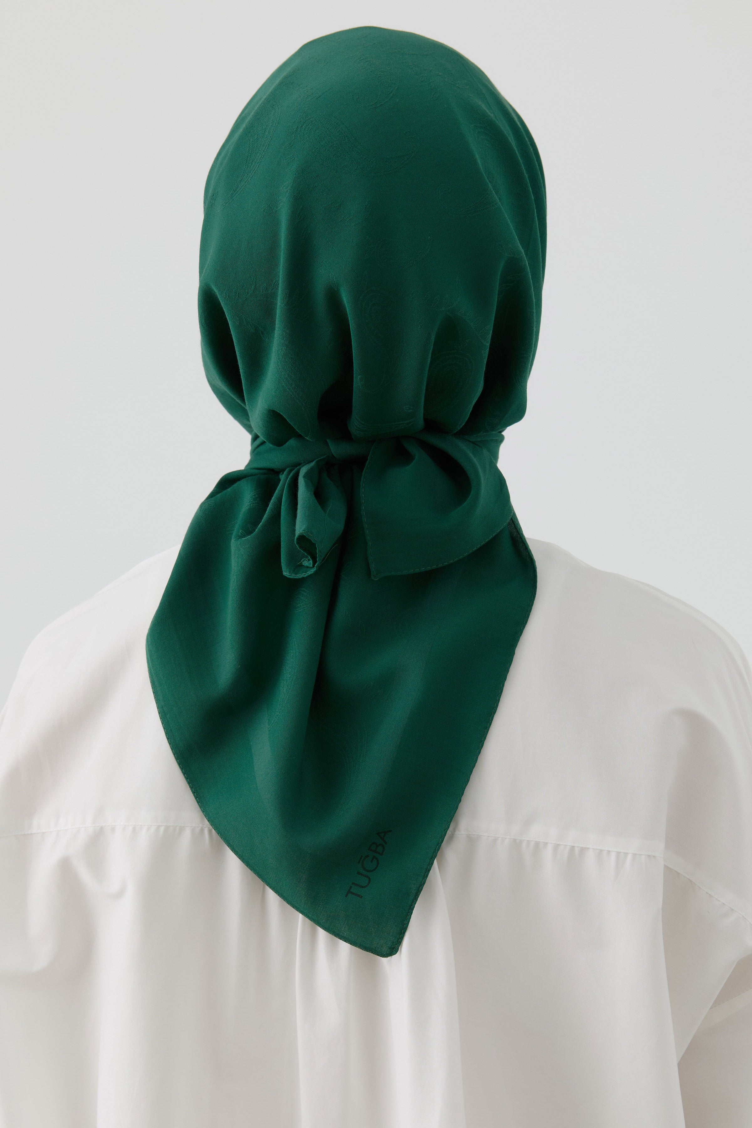 Floral Desen Kenar Detaylı Stil Eşarp - Zümrüt TUGBA