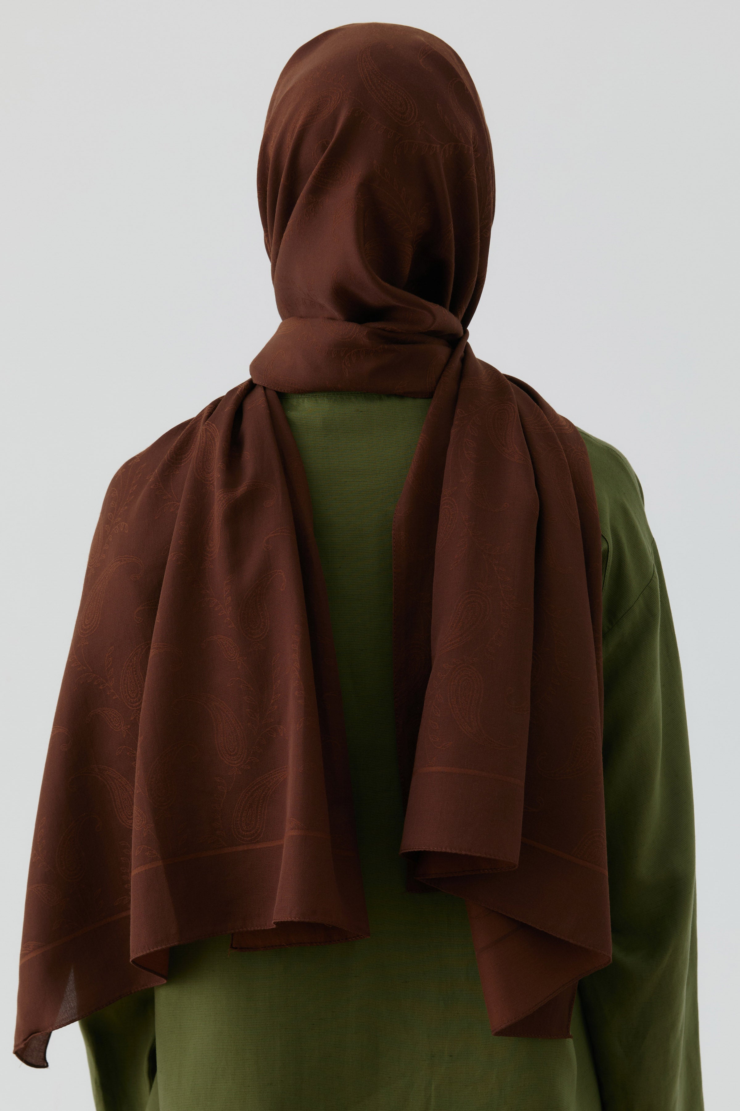 Floral Desen Pamuk Şal - Kahve TUGBA