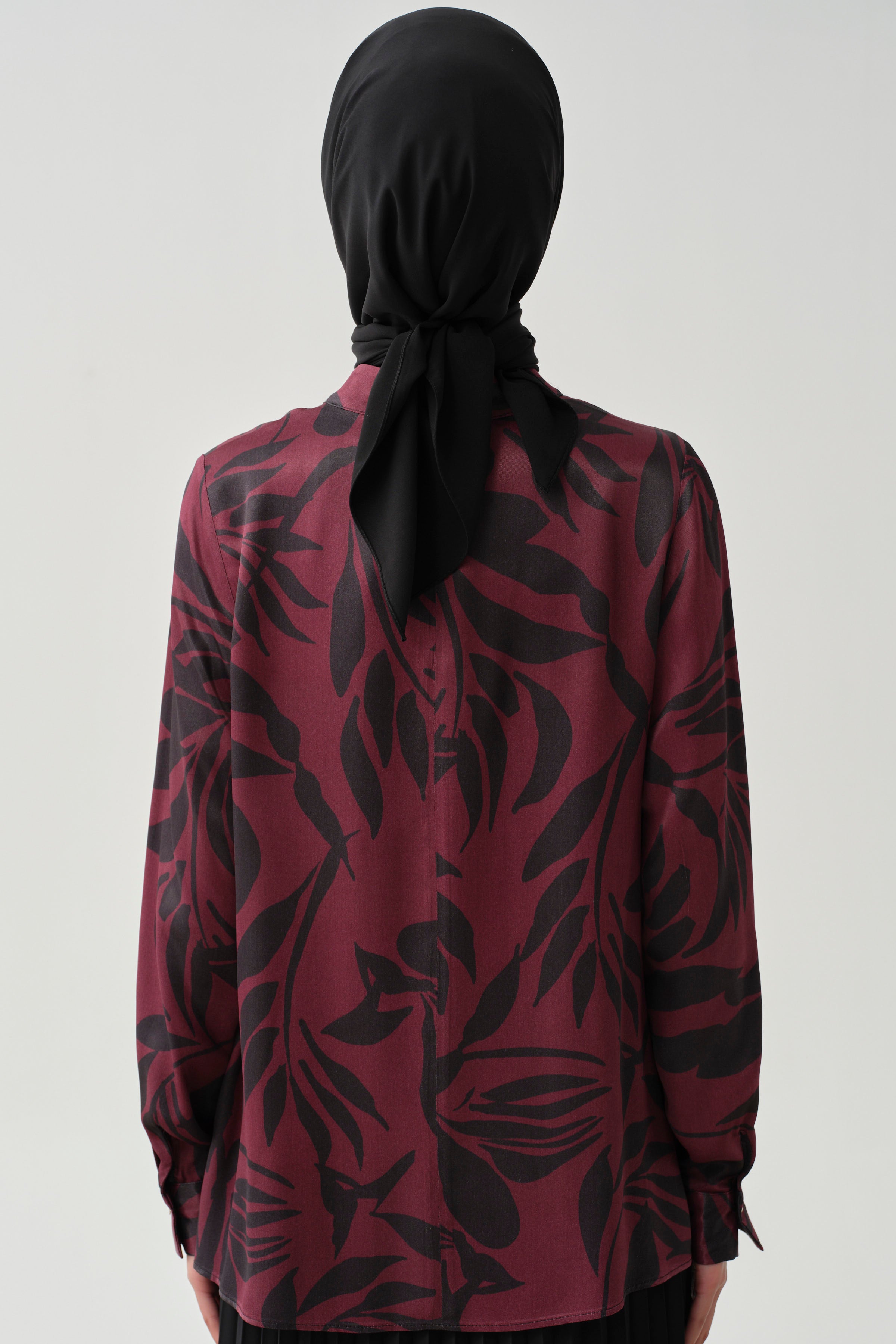 Floral Desen Viskon Bluz - Mürdüm TUGBA