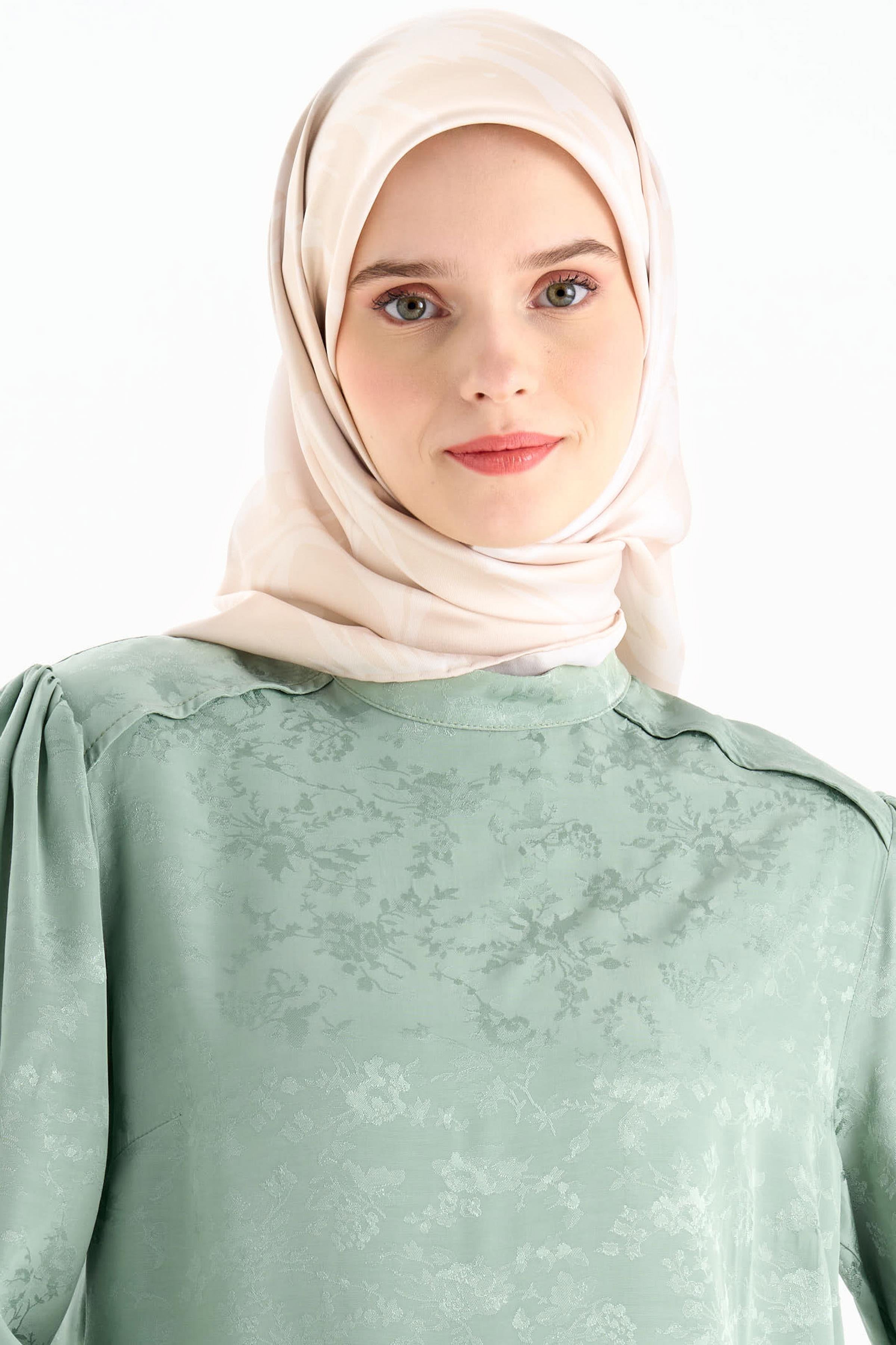 Floral Desen Stil Eşarp - Bej TUGBA